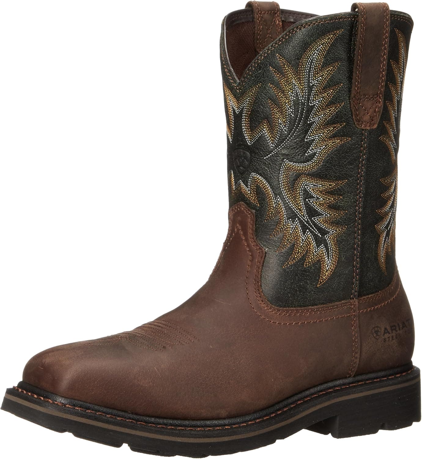 Ariat Sierra Wide Square Toe Steel Toe Work Boots - Men’s Safety Toe Western Inspired Boot
