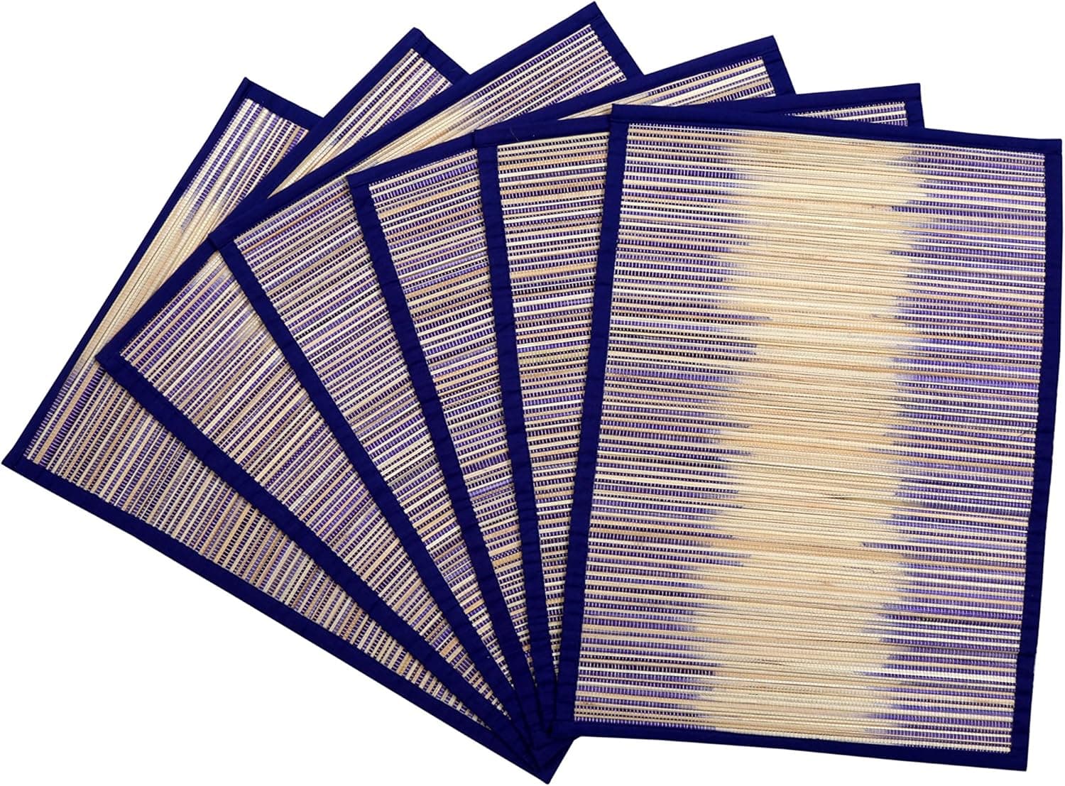 Bumble Cotton Christmas Placemats, Heat-Resistant Placemats Stain Resistant Anti-Skid Bamboo Placement mats, 13x18 inch, Set of 6, eco Friendly for Kitchen Table, Dining Table (Brown and Blue)