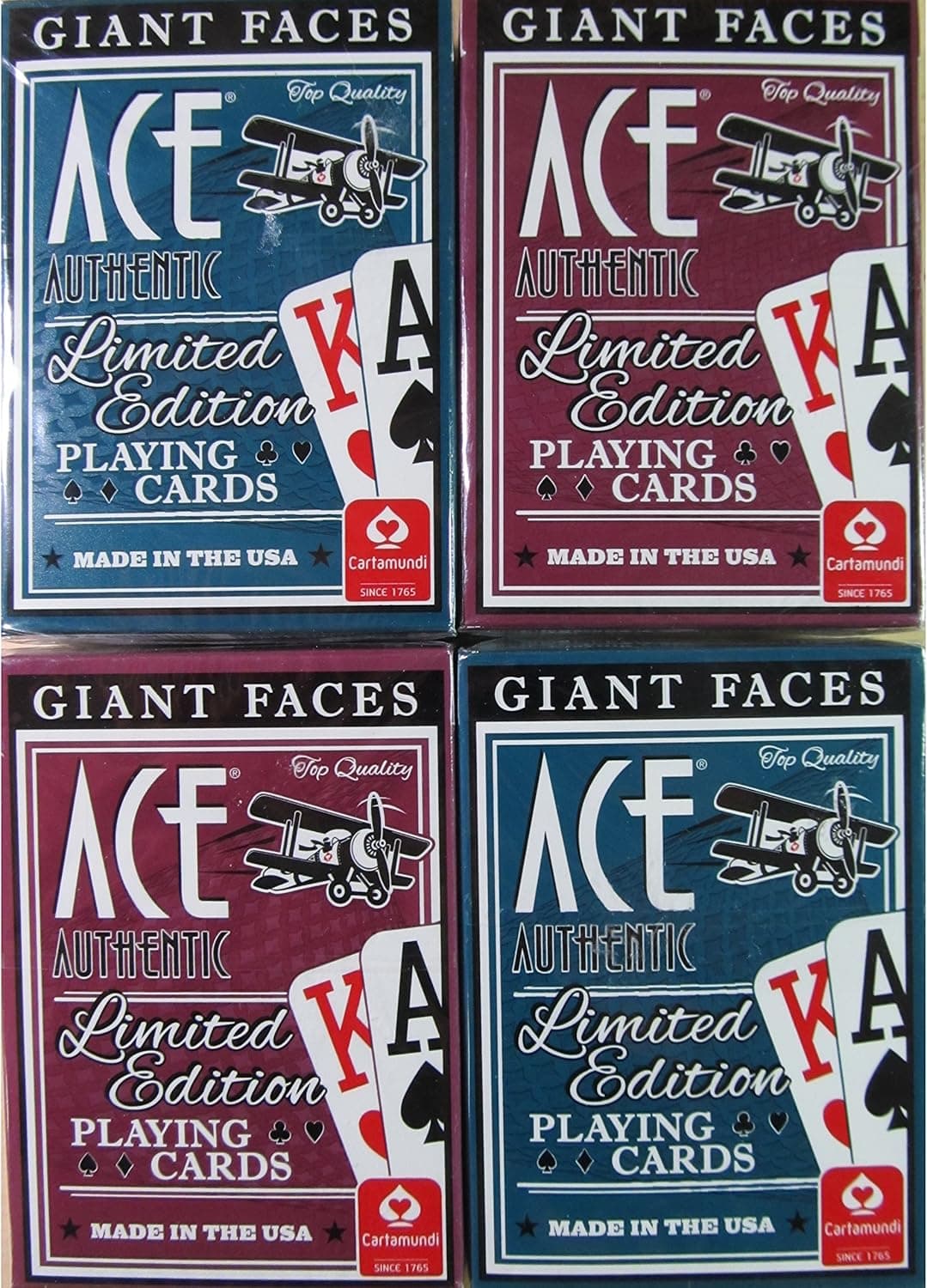 Giant Faces Ace Authentic Limited Edition Playing Cards (4 packs)