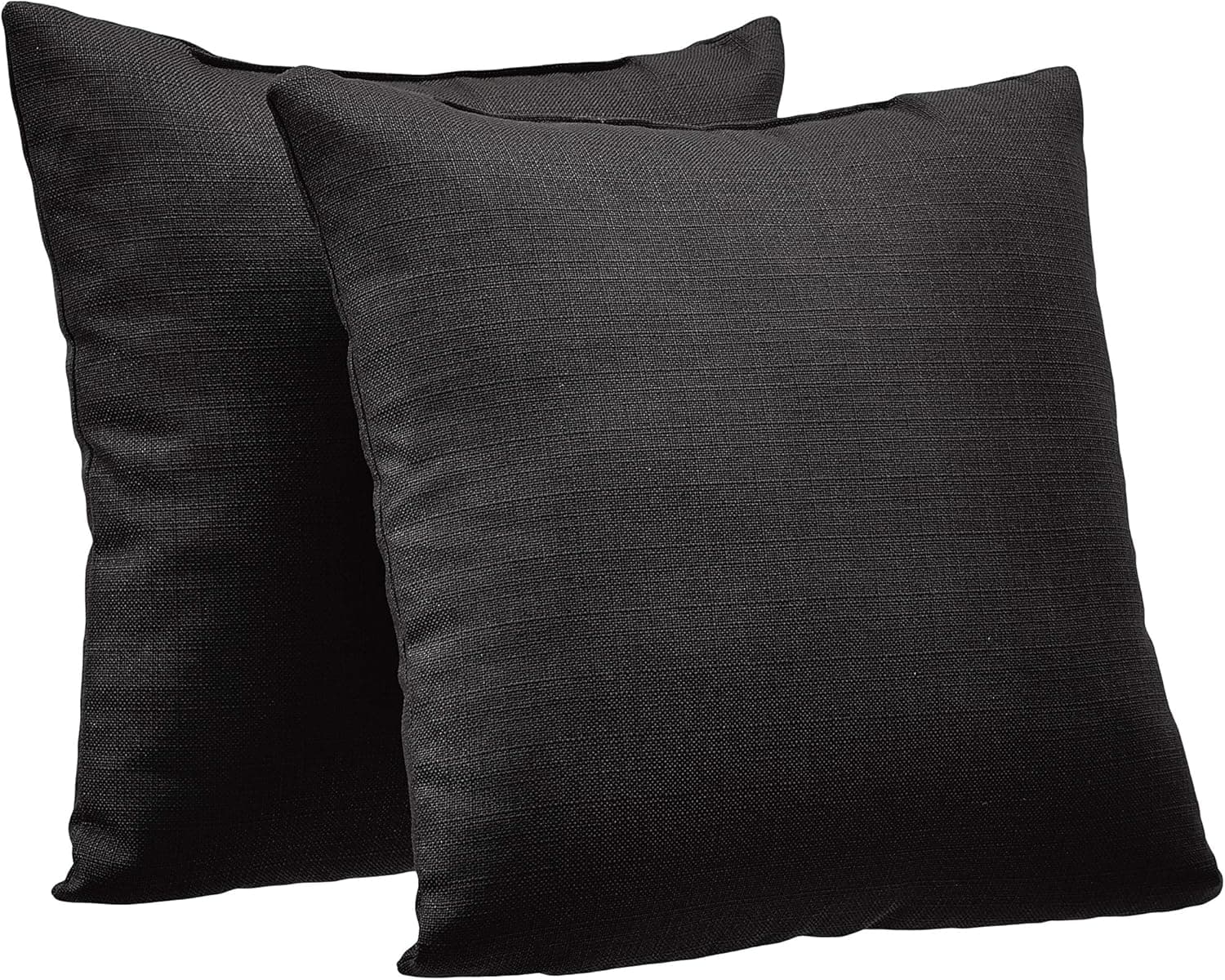 Amazon Basics 2-Pack Linen Style Decorative Throw Pillows - 18" Square, Black