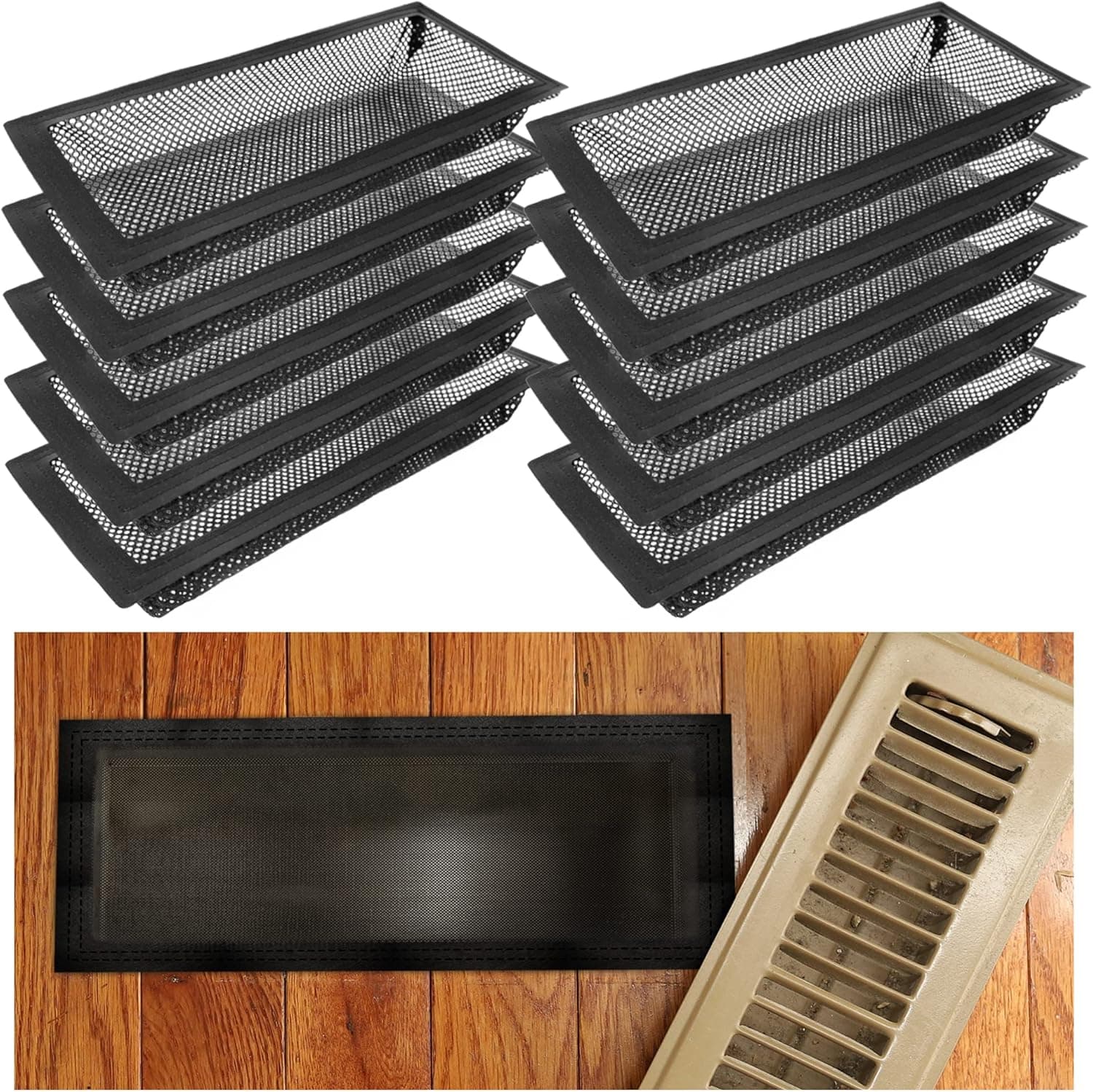 Pack 10 Vent Covers for Home Floor,Floor Register Cover Trap for Floor, Wall, Ceiling Air Vent Filters,Register Filters for Floor Vents(4"x10") (10)