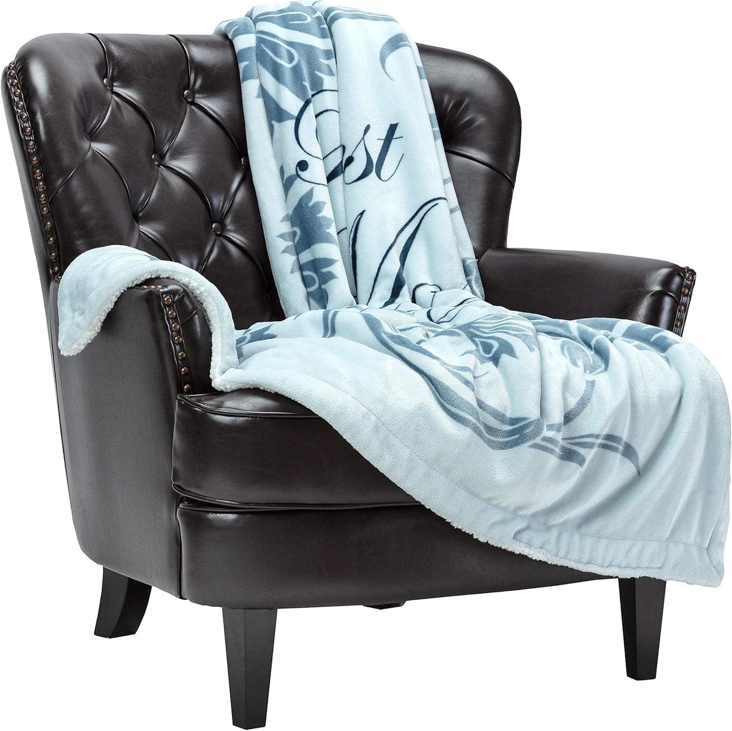 Chanasya Best Mom Ever Gift Throw Blanket - Birthday, Christmas Holiday, Valentine’s Day, Hospital or Mother’s Day Present for Women Mother Wife - Super Soft Sherpa (50x65 Inches) - Light Blue Blanket