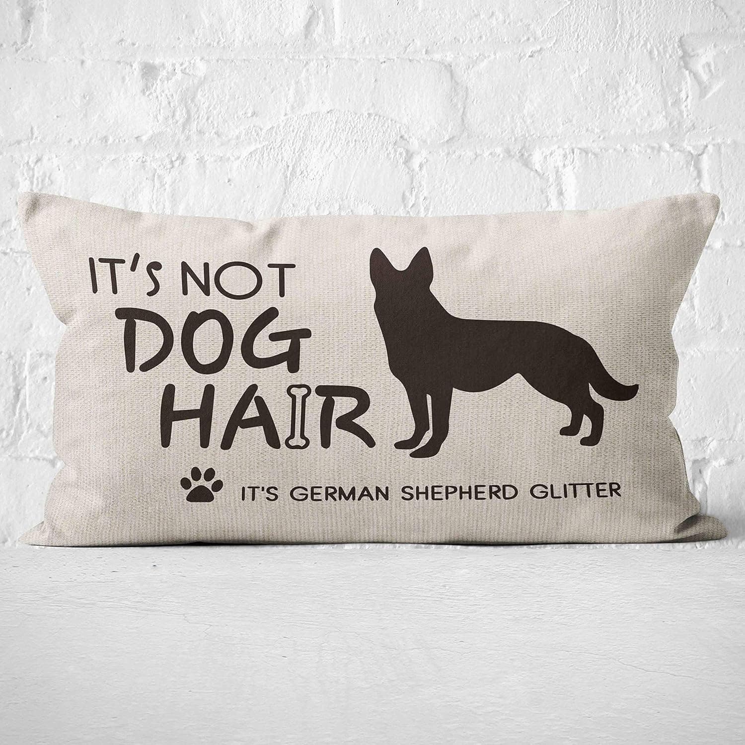 Mancheng-zi Funny Quotes It's Not Dog Hair It'sGerman Shepherd Glitter Rectangle Pillow Case, Dog Lover Gifts, Linen Cushion Cover 20X12 Inch for Sofa Couch Bed