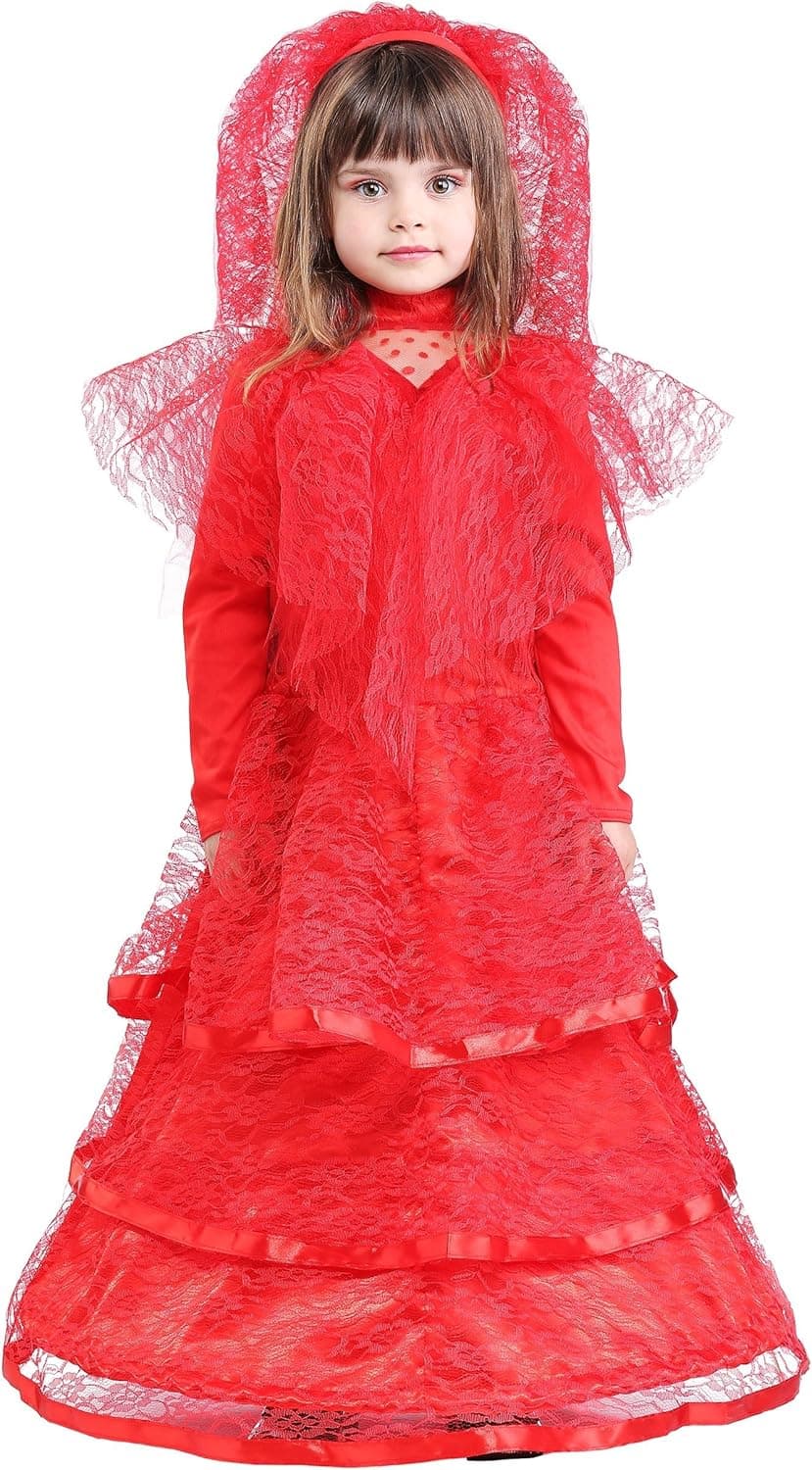 Red Gothic Wedding Dress Costume for Toddlers