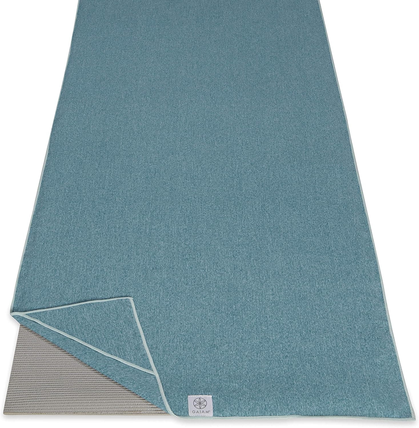 Gaiam Yoga Towel - Mat Sized Active Dry Non Slip Moisture Wicking Sweat Absorbent Microfiber Hot Yoga Towel for Women & Men | Stay-Put Corner Pockets (70" Long x 26" Wide)