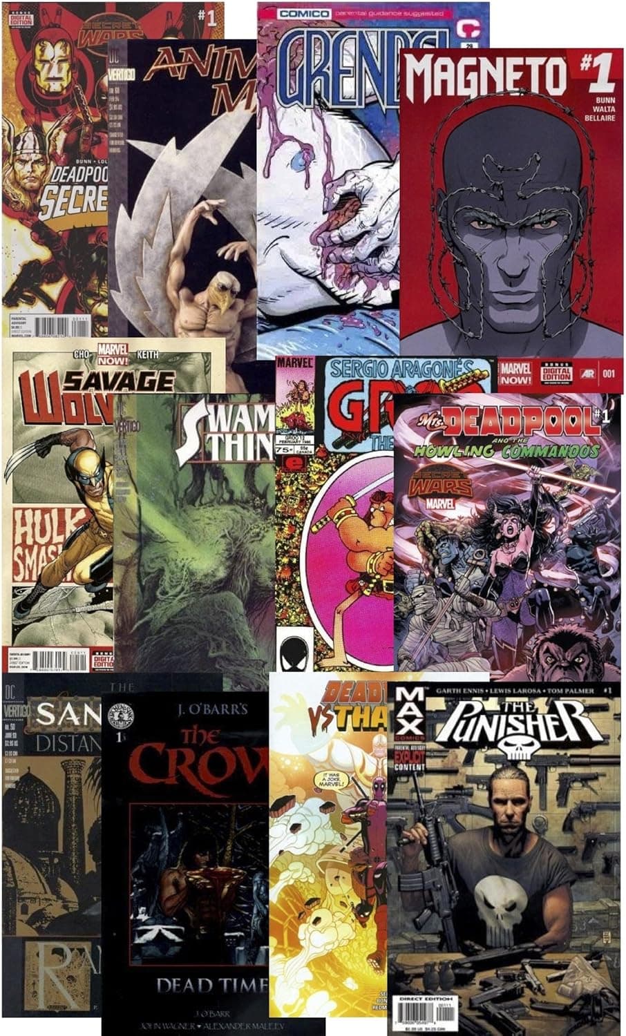 Kersplat! Comics 25 Parental Guidance Comic Books Grab Bag Collection from DC, Marvel & More. Mature SITUATIONS, Violence, Blood & Gore 17+ ~ Guaranteed at Least 1 Deadpool Comic in Every Pack