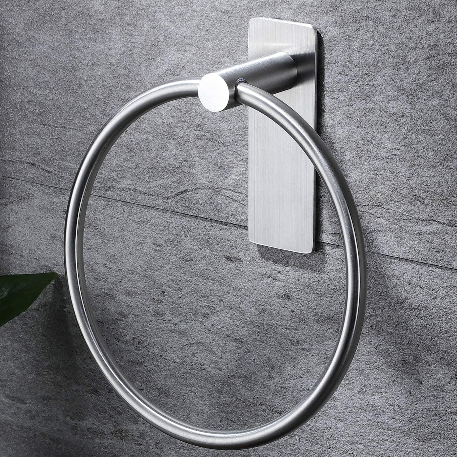 KEGII Bathroom Hand Towel Rack/Towel Holder - Self Adhesive Towel Racks Simple Round Towel Hanger for Kitchen No Drilling, SUS 304 Stainless Steel Brushed