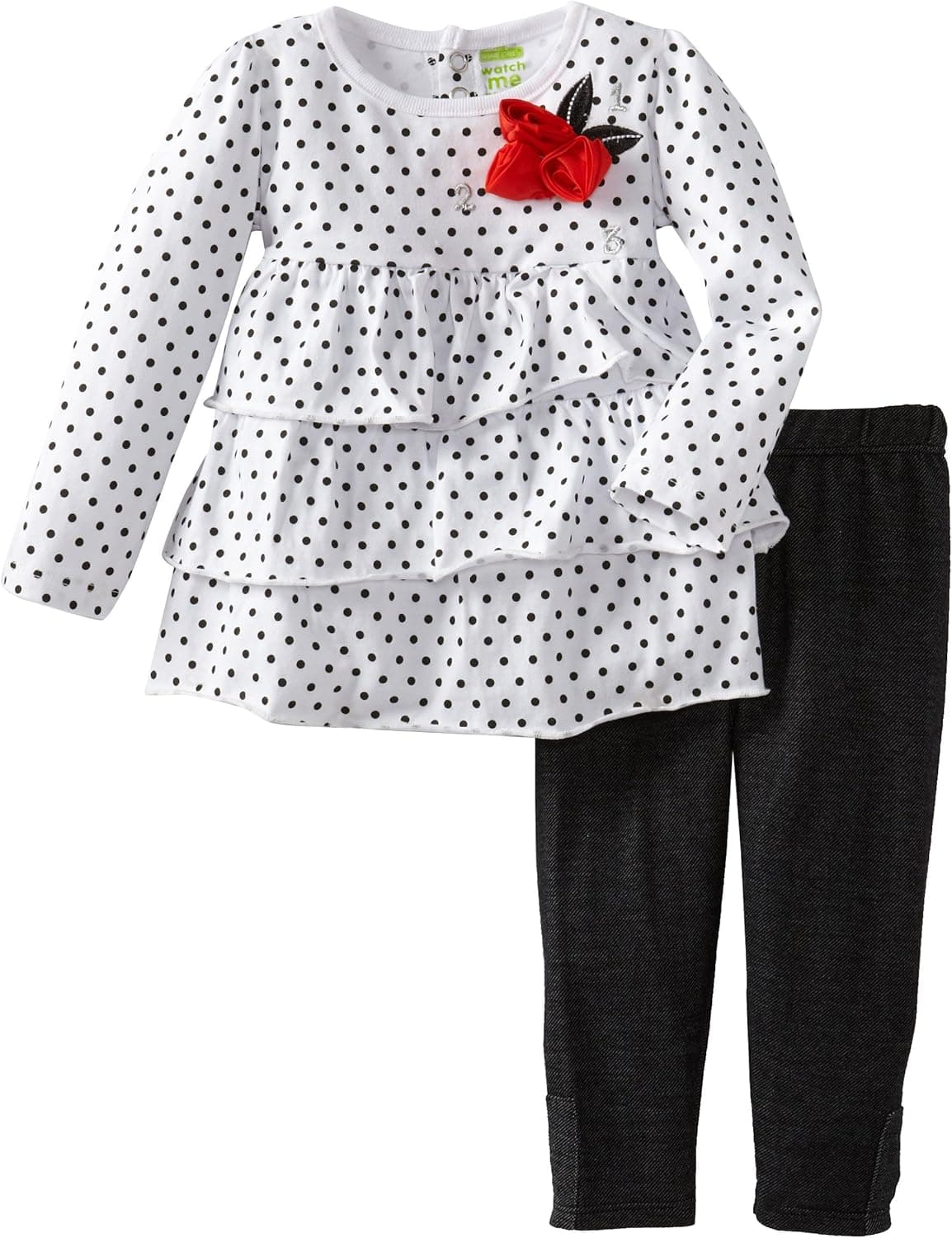 Watch Me Grow! by Sesame Street Little Girls' Dotted Rossette Dress and Pant