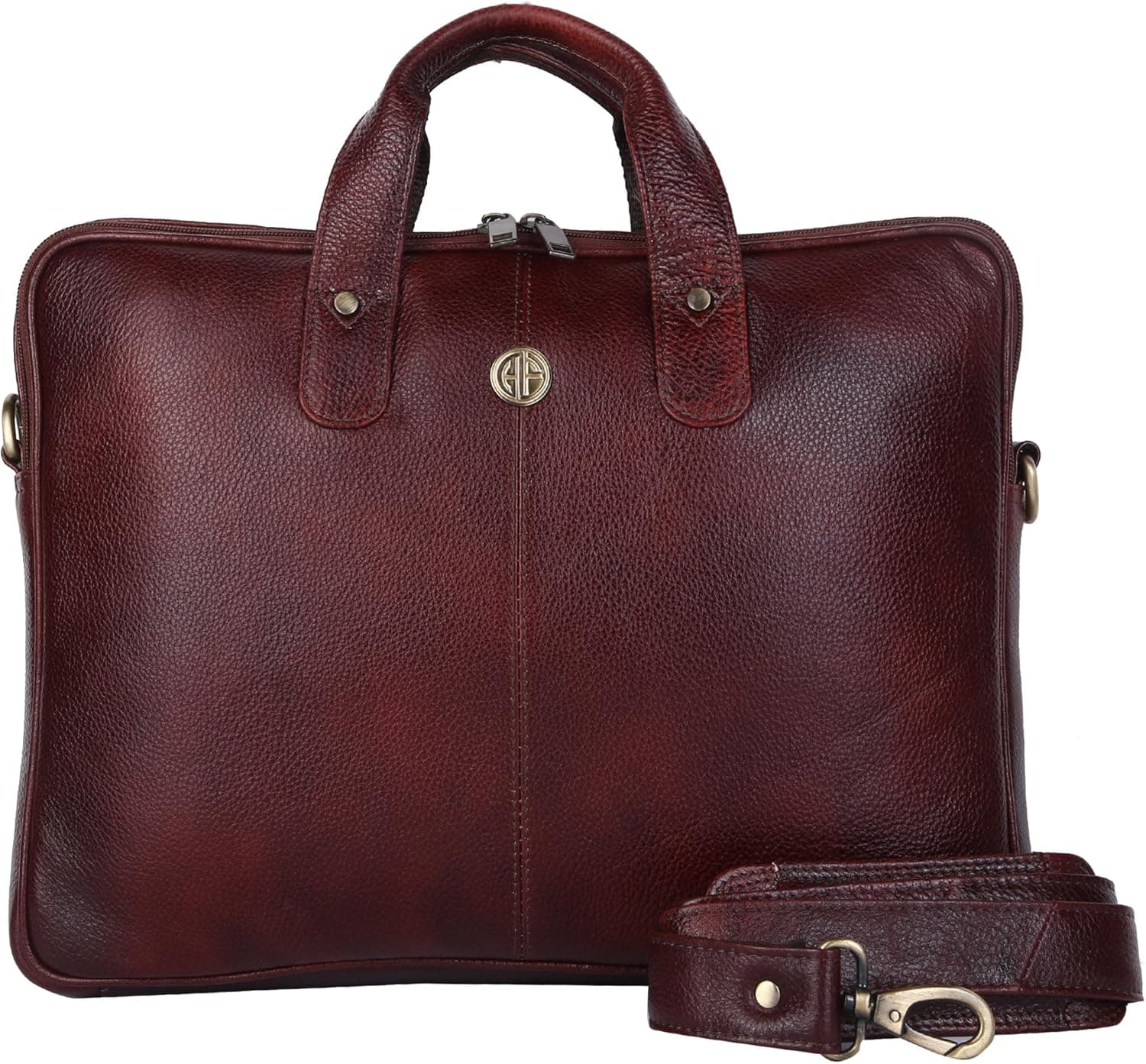 Hammonds Flycatcher Handmade Briefcase Top Grain Leather Laptop Bag Messenger Shoulder Bag for Business Office 14 inch Laptop Coffee Brown