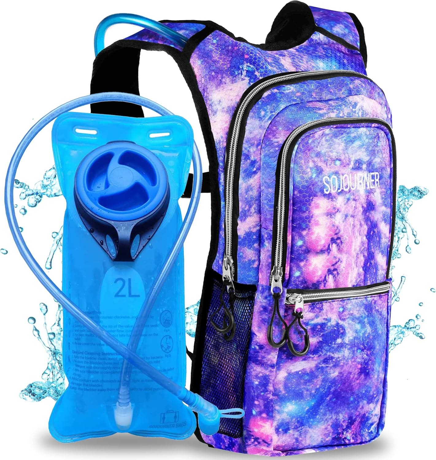 Sojourner Hydration Pack, Hydration Backpack - Water Backpack with 2l Hydration Bladder, Festival Essential - Rave Hydration Pack Hydropack Hydro for Hiking, Running, Biking, Festival Gear