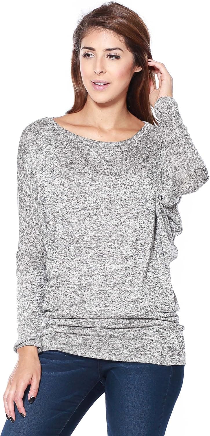 Alexander + David A+D Womens Casual Pullover Dolman Pullover French Terry Loose Blouse Knit Top