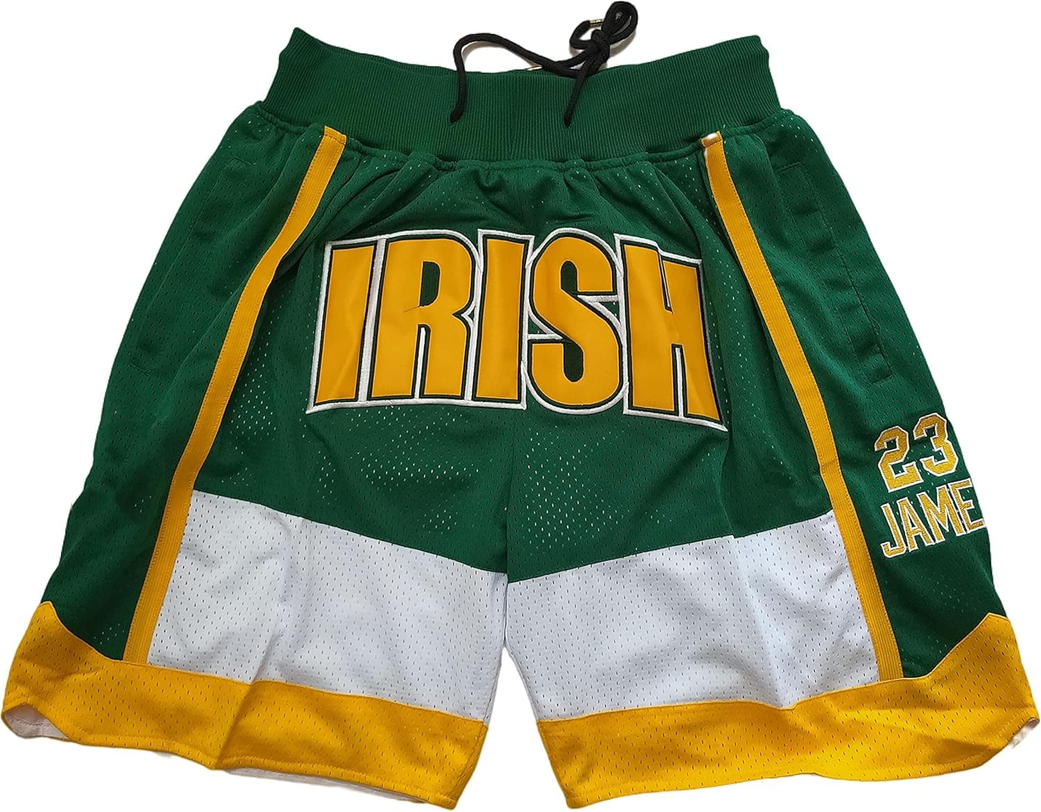 Mens Basketball Shorts,Men Retro Mesh Rap Embroidered Short with Pockets, High School Fans 90S Casual Athletic Gym Shorts