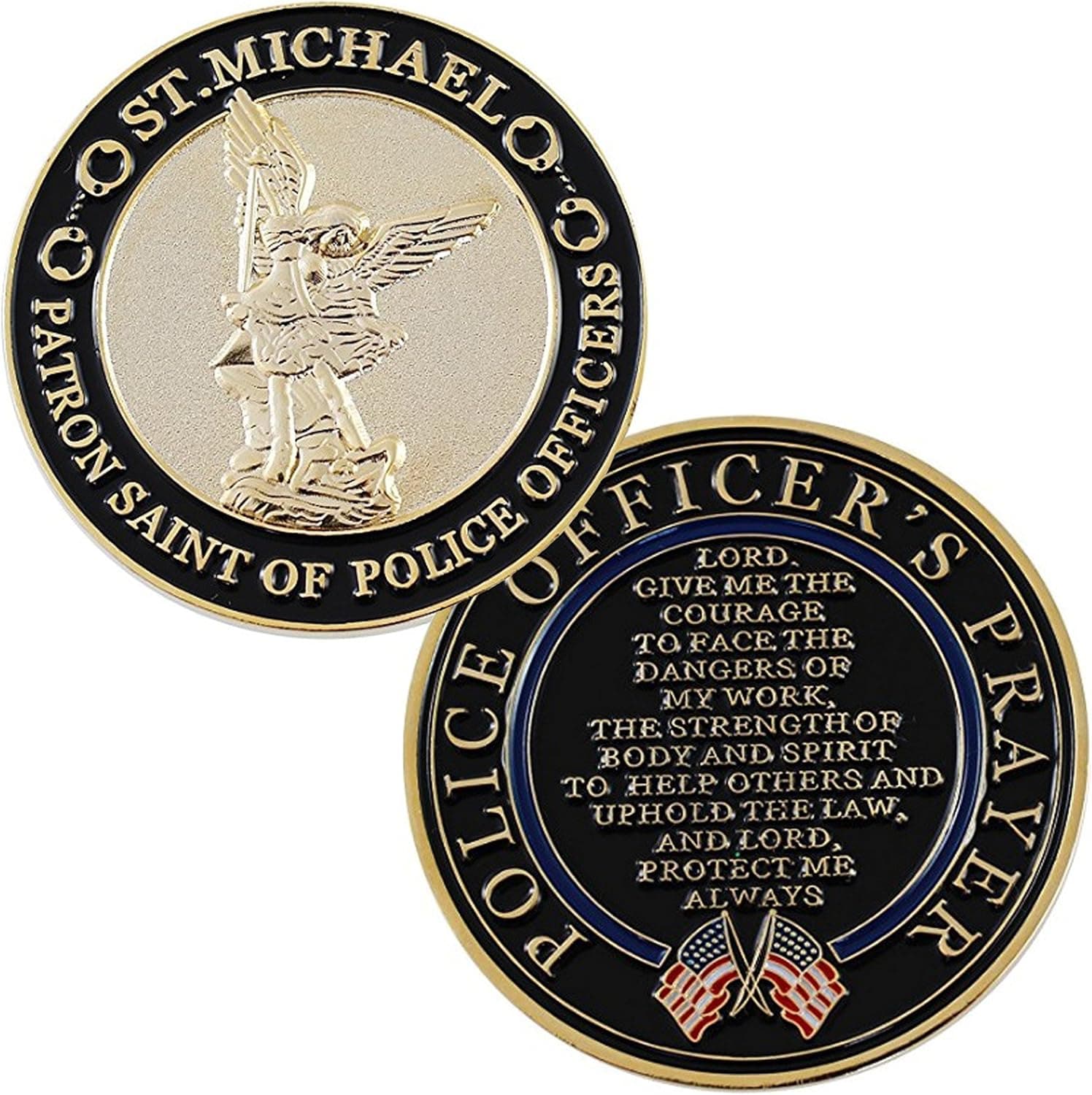 St. Michael Patron Saint of Police Officers Challenge Coin With Prayer