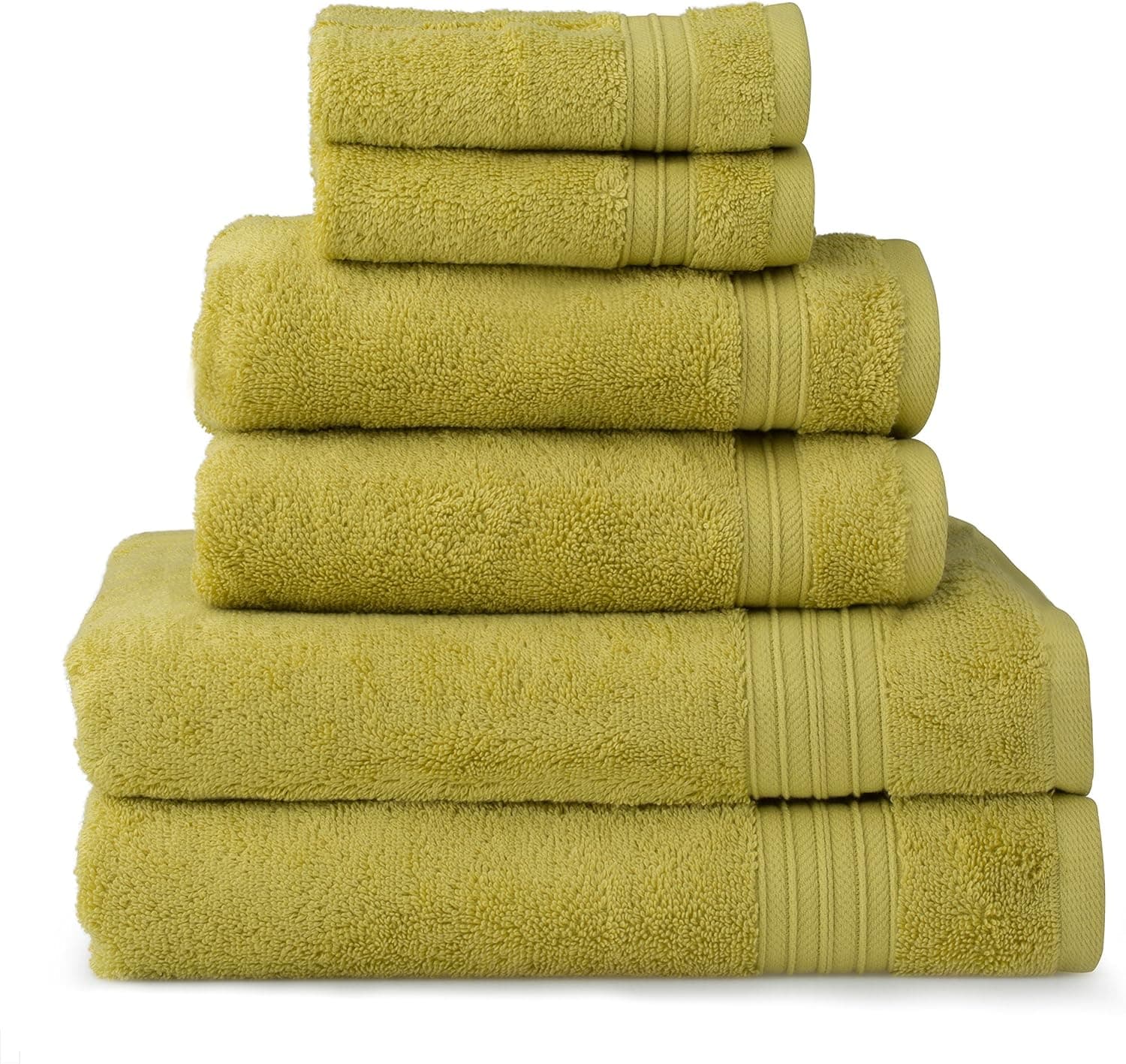 Softesse HygroSoft Fast Drying and Absorbent 100% Cotton 6-piece Towel Set, Linden Ivory Green