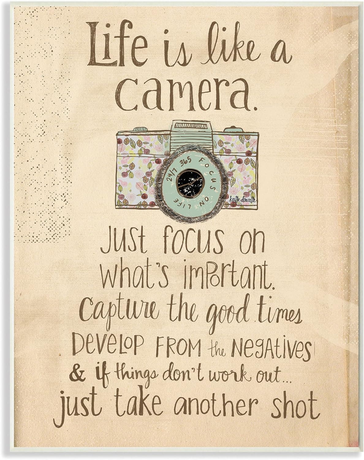 Stupell Industries Life Is Like A Camera Inspirational Oversized Wall Plaque Art, 12.5 x 0.5 x 18.5, Multi-Color