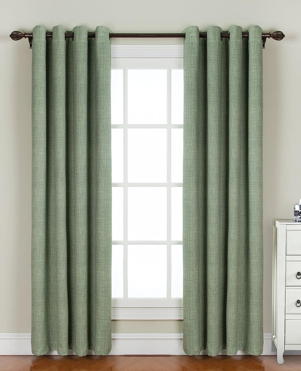 All American Collection New 2 Panel Printed Woven 99% Guarantee Blackout Curtain Set (SAGE)