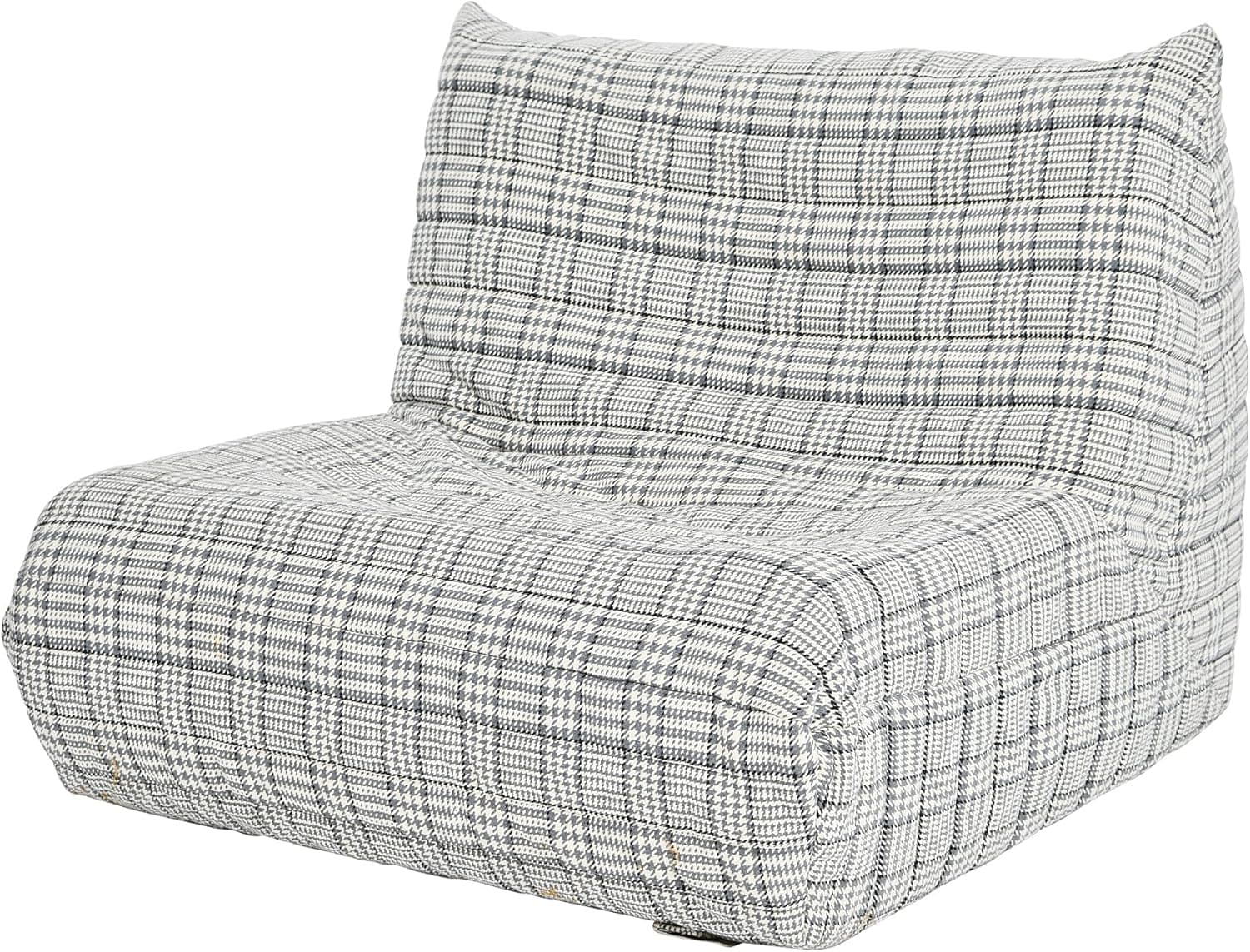 Creative Co-Op Toro Premium Upcycled Memory Foam Gamer Chair, Ergonomic Design with Quilted Removable Cover One Seater Modular Sofa, Grey and Blue Houndstooth