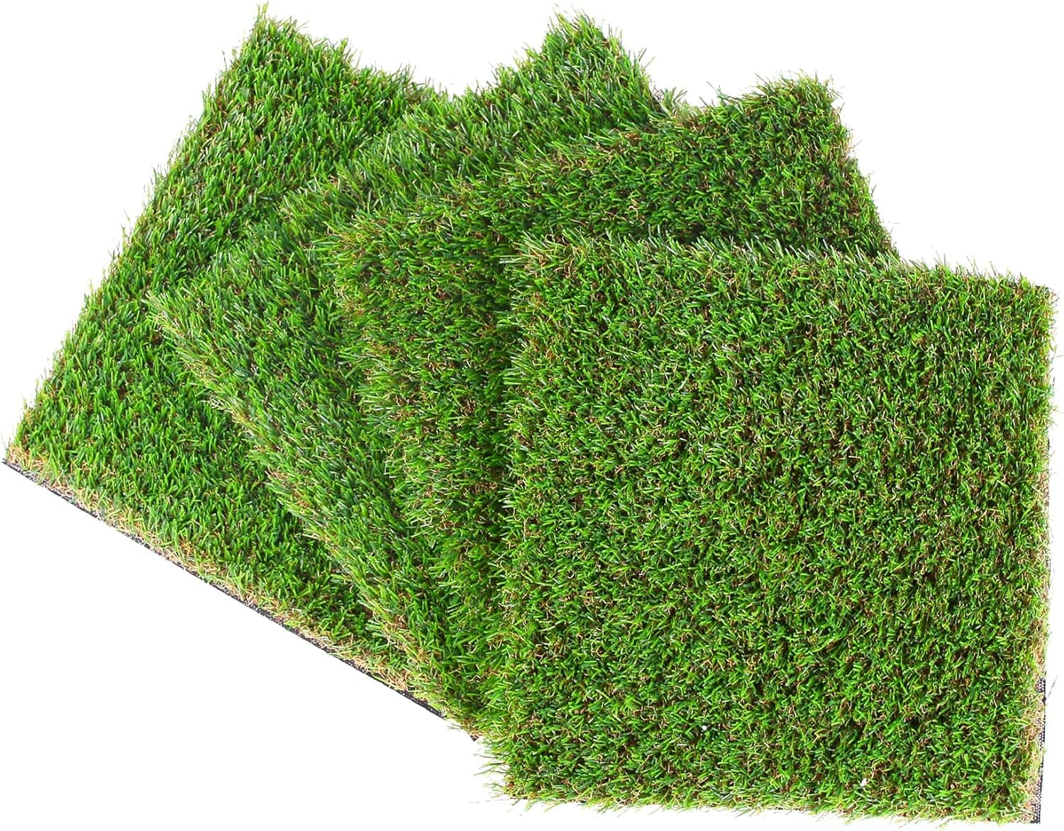 GLOBREEN Artificial Grass Squares Placemats Decorations for Party, Wedding, Birthday, 12" x 12", 4 Pack