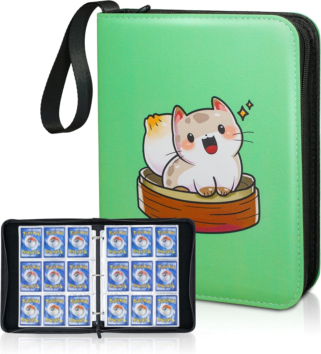 CLOVERCAT 9 Pocket Waterproof Trading Card Binder, Trading Album Display Holder, Expandable, 720 Double Sided Pocket Album, Compatible with Gaming Cards, Yugioh, MTG and Other TCG