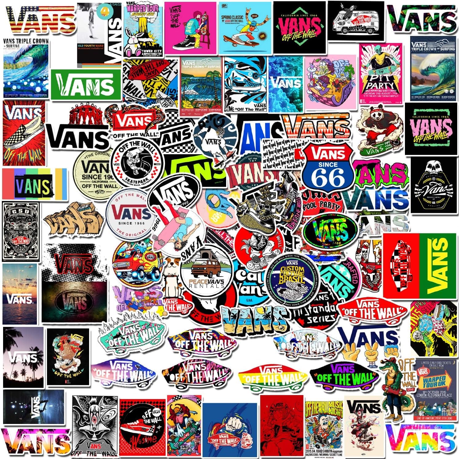 Sweetures Fashion Vs Logo Brands Skateboard Stickers-100PCS - Vinyl Sticker for Snowboard Laptops Cars Motorcycle Bike Luggage - Street Dreams Culture Graffiti DIY Patches Decals for Adults Boy Skateb