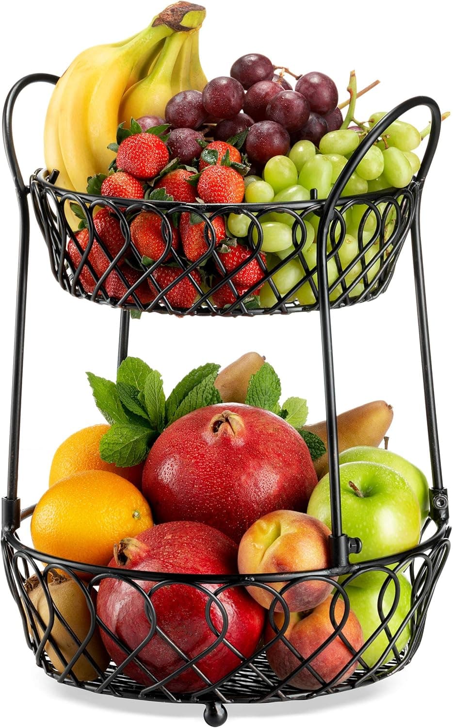 Fruit Bowl Storage and Bread Detachable Basket for Kitchen 2 Tier