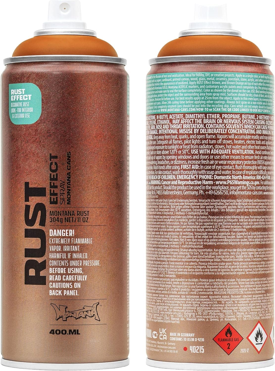 Montana Cans Effect Rust Spray Paint, 400ml, Orange Brown