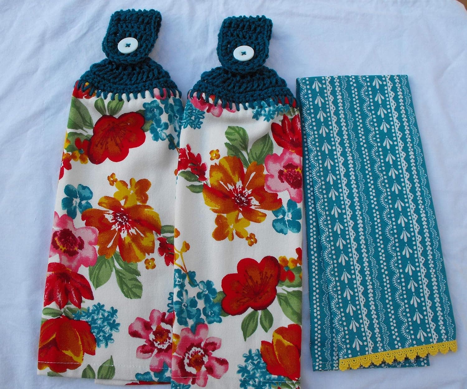 THE PIONEER WOMAN WILDFLOWER WHIMSY KITCHEN TOWEL SET- HANDMADE