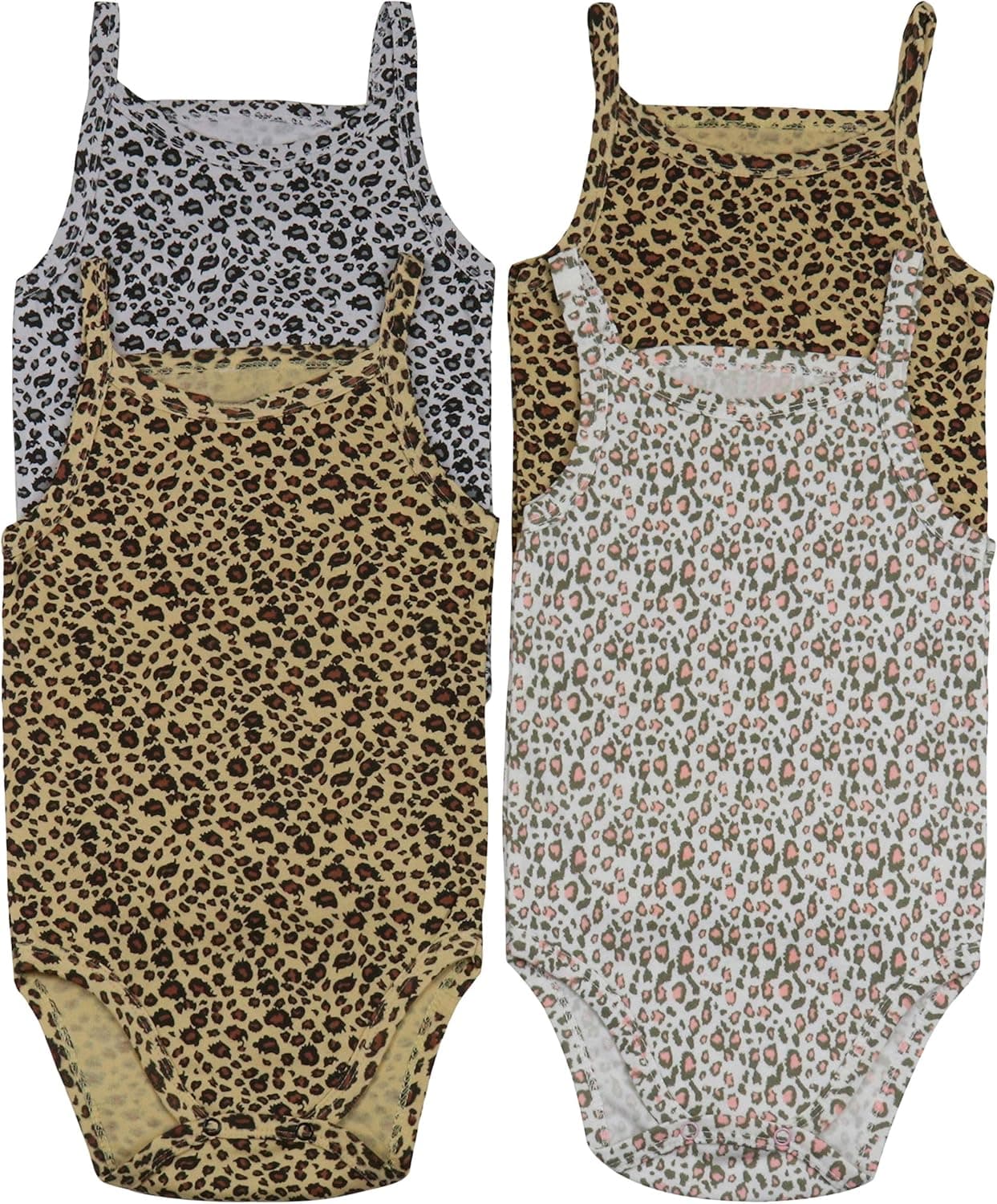 ToBeInStyle Baby Girls' 4 Pack Overall One-Piece Bodysuit