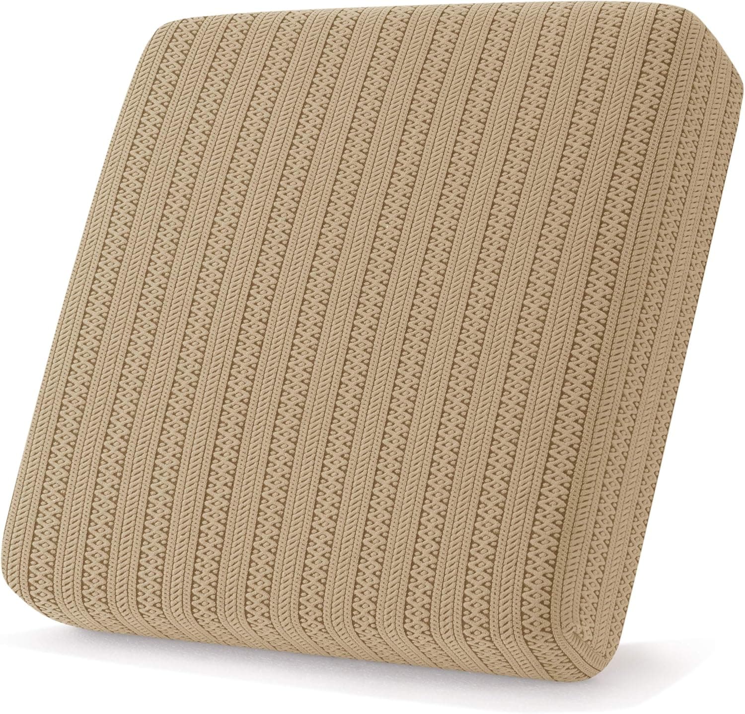 subrtex Stretch Cushion Cover Striped Jacquard Sofa Cushion Slipcover Sofa Cover Furniture Protector with Elastic Bottom in Living Room(Small,Beige)