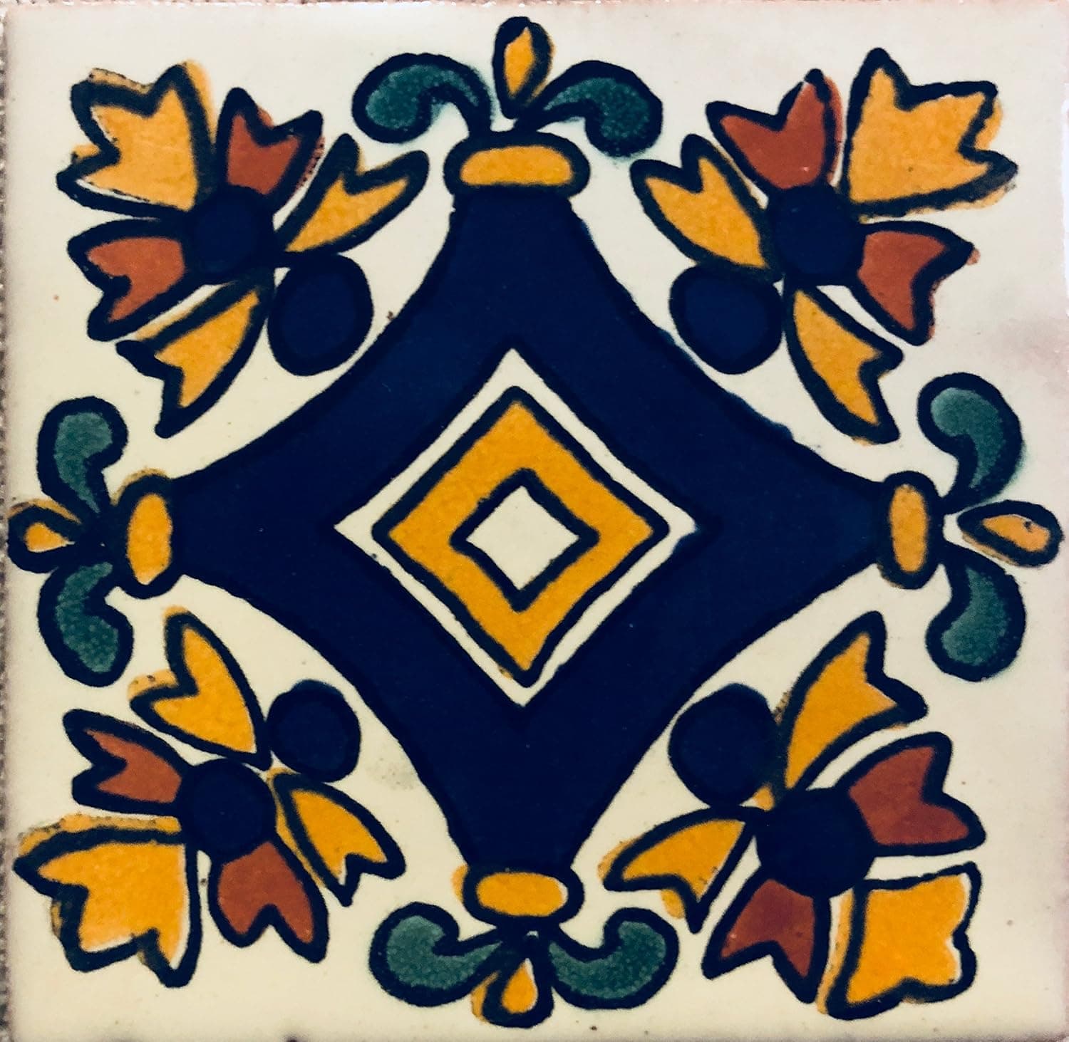 Ceramic Talavera Mexican Tile 4x4", 9 Pieces (NOT Stickers) A1 Export Quality! EX-415