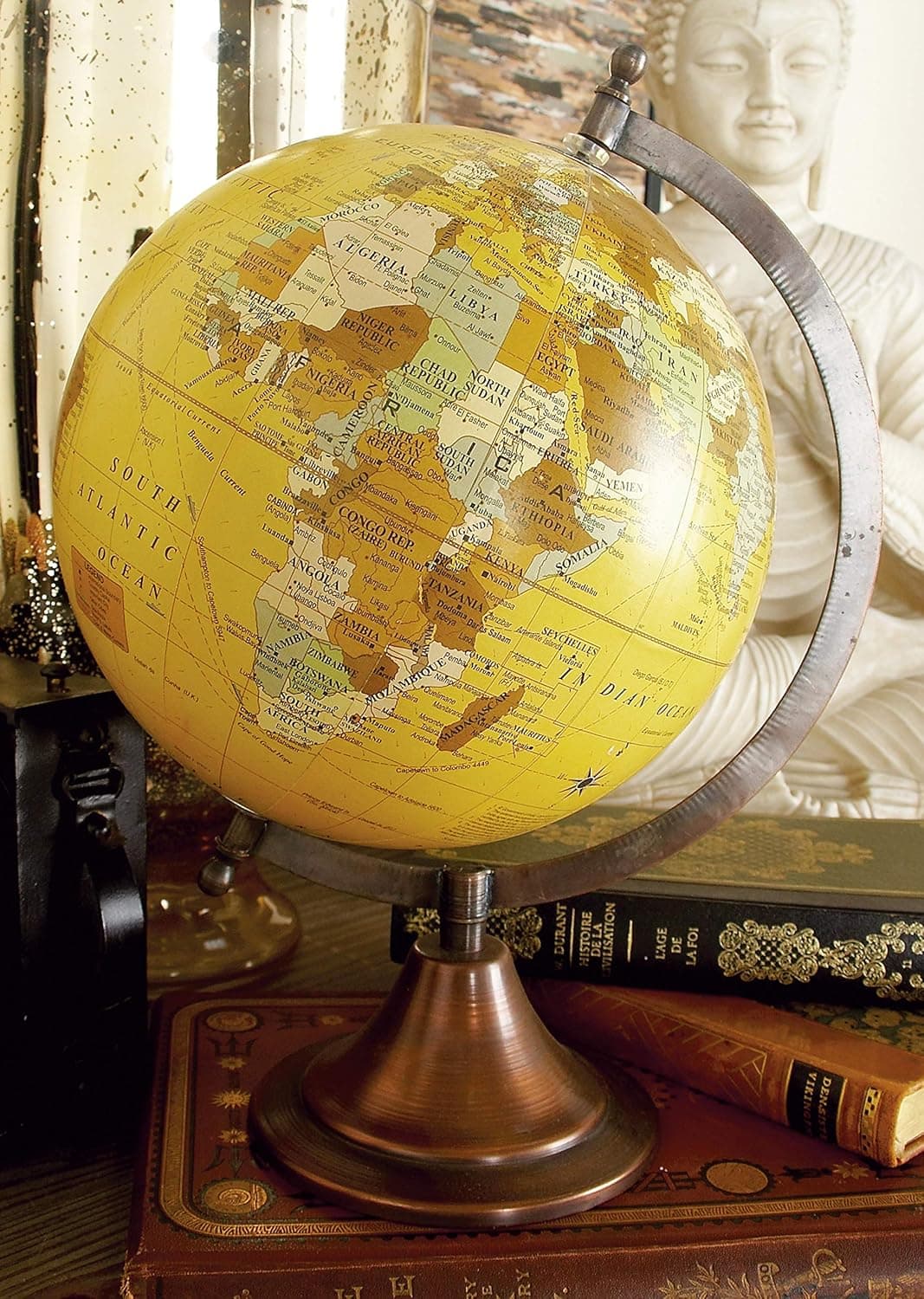 Deco 79 Traditional Plastic Globe with Metal Base, 12" H x L, Multicolored Finish