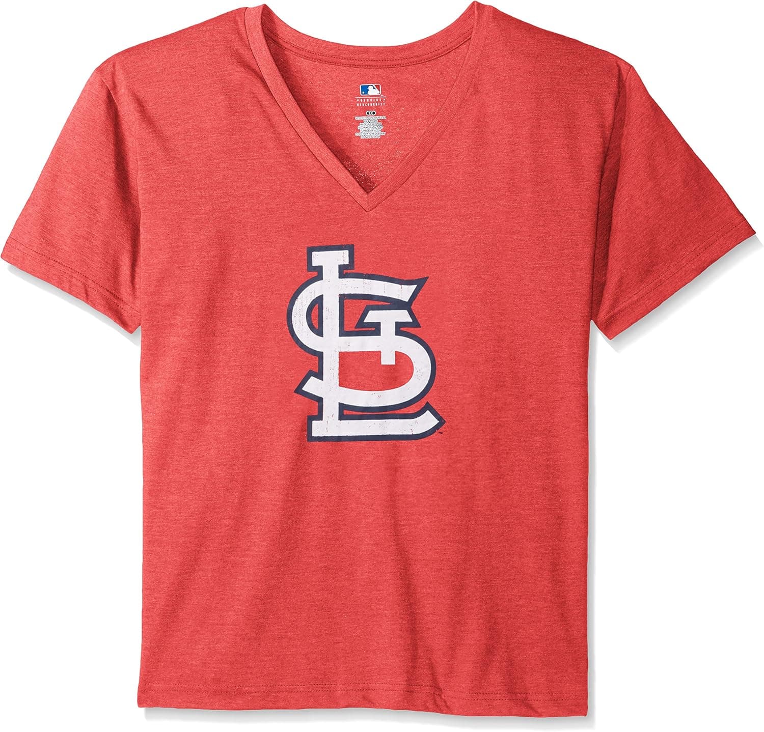 Profile Big & Tall MLB St. Louis Cardinals Women's Team Short Sleeve V-Neck T-Shirt with Logo, 3X, Red/Heather