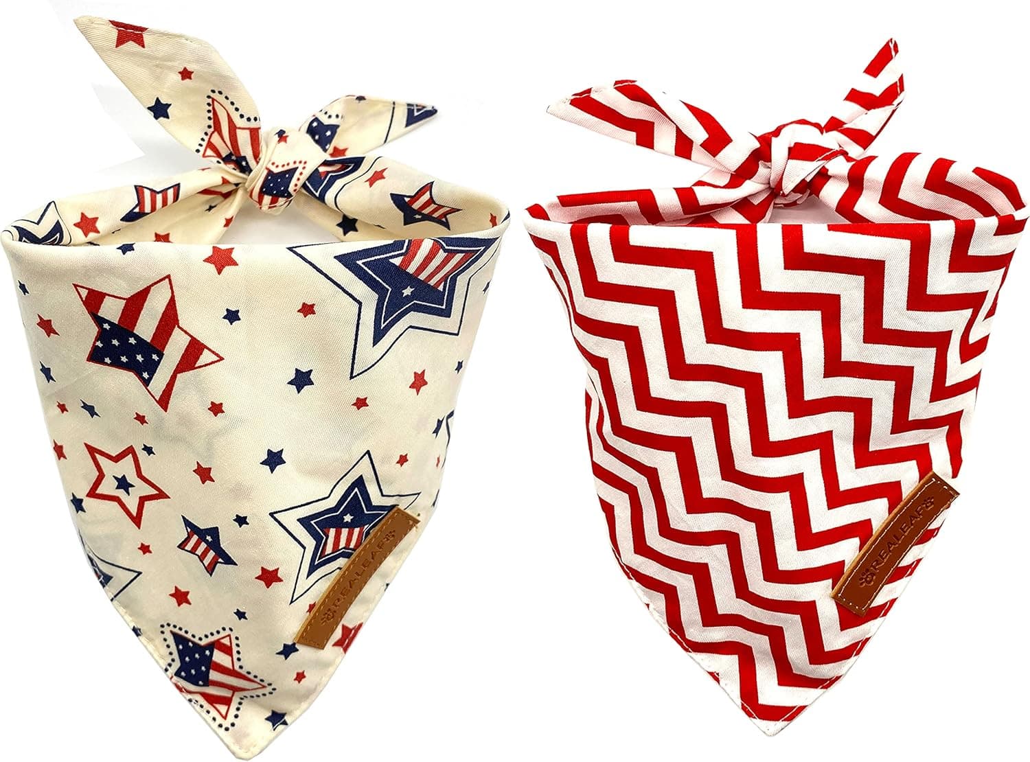 Realeaf 2 Pack American Flag Dog Bandana for Medium Large Dog,Birthday Gift,Premium Durable Fabric,Multiple Sizes Offered,4th of July Dog Bandana for Girl or Boy