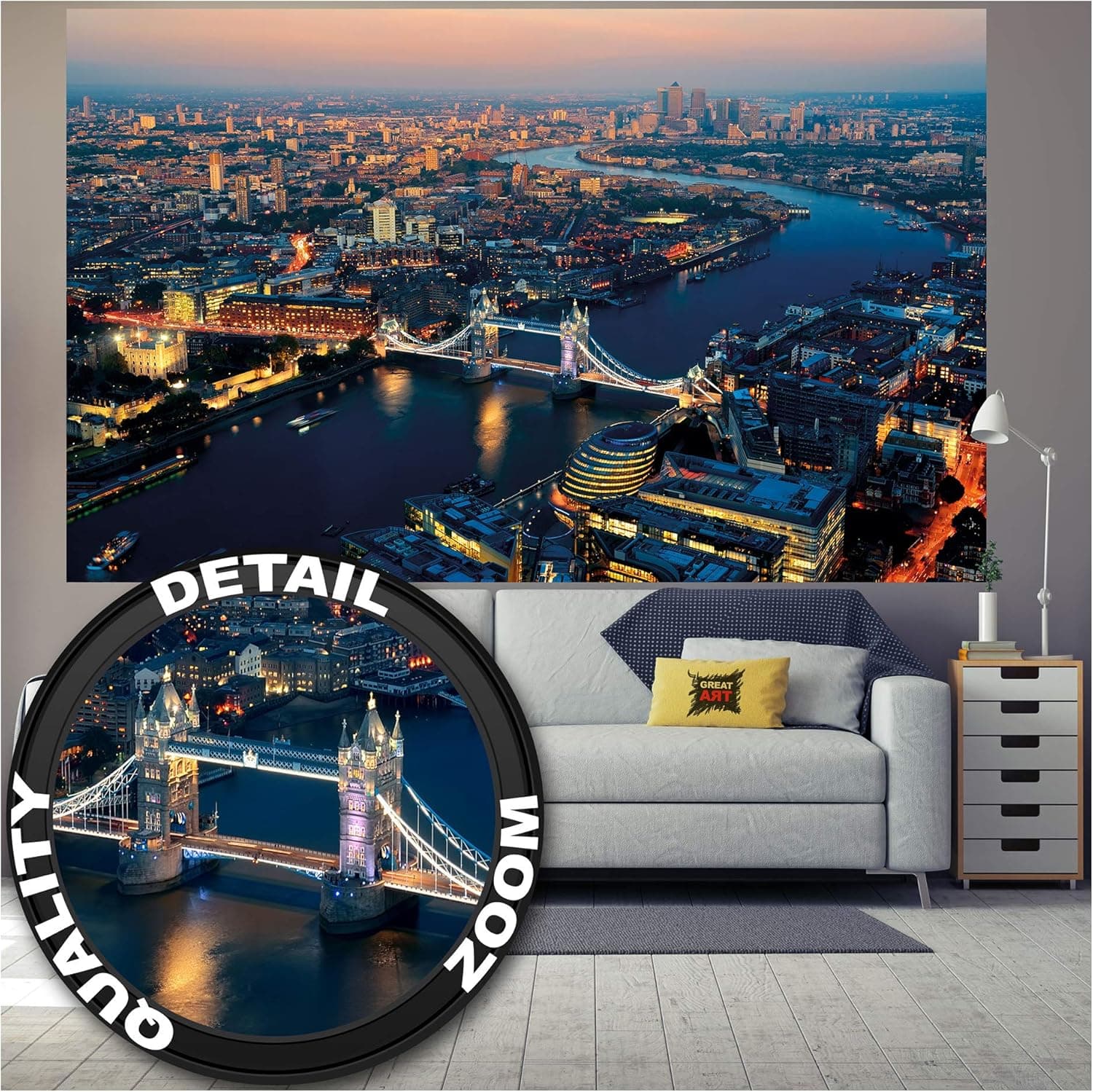 Photo Wallpaper – London Tower Bridge at Dusk – Picture Decoration City Sunset United Kingdom England Decoration Metropolitan Image Decor Wall Mural (82.7x55.1in - 210x140cm)