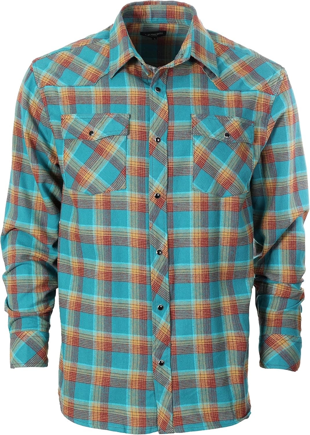 Gioberti Men's Western Brushed Flannel Plaid Checkered Shirt w/Snap-on Button