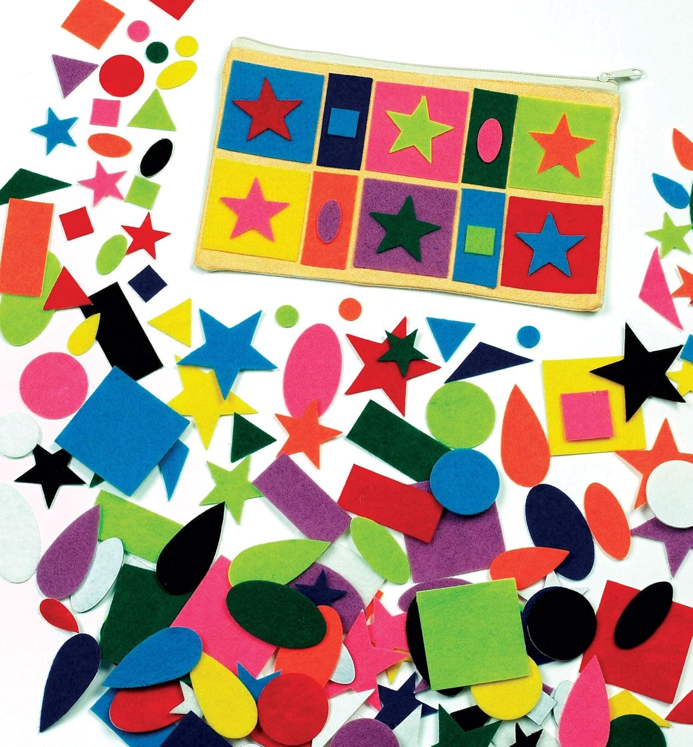 Baker Ross EK310 Self Adhesive Felt Shapes - Pack of 195, Perfect for Children to Decorate Collages and Crafts, Ideal for Schools, Craft Groups, Party & Home Crafting, Assorted