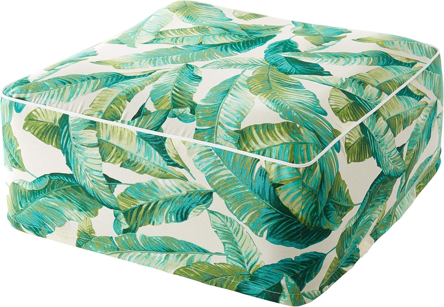 UniGlean Outdoor Inflatable Square Ottoman, Used for Indoor or Outdoor, Foot Rest, Kids or Adults (Green Leaf)