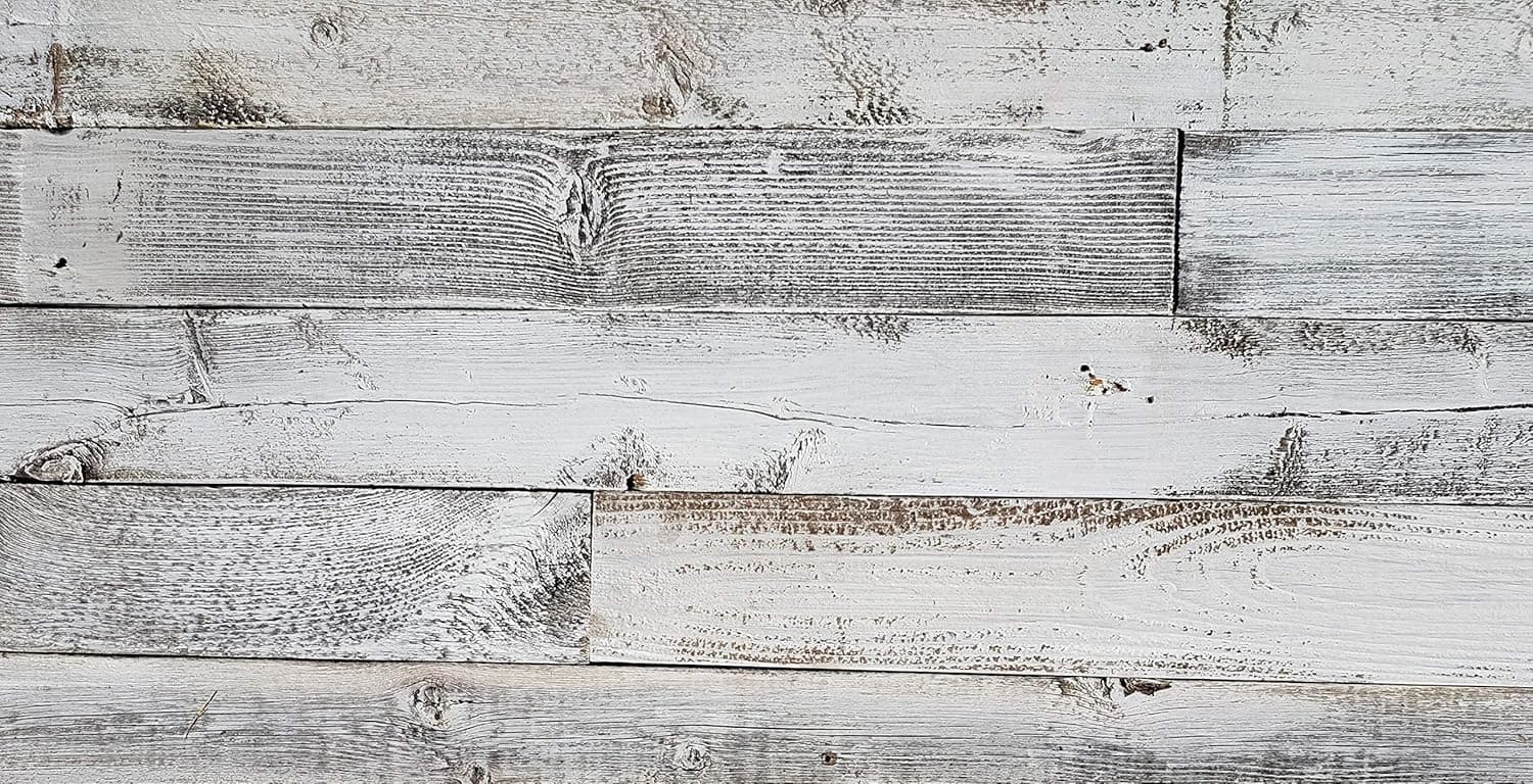 Rockin' Wood Real Wood Peel & Stick 2 & 4 Foot Length Rustic Reclaimed Barn Wood Accent Paneling Planks for Walls, White Wash, 23 Square Feet