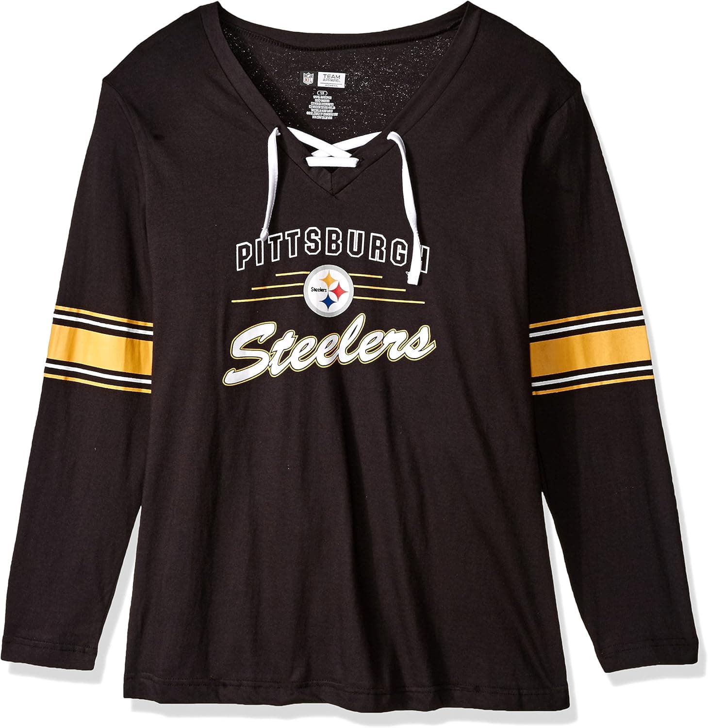 NFL Team Apparel Women's Steeelers L/S Jersey V Neck Tee