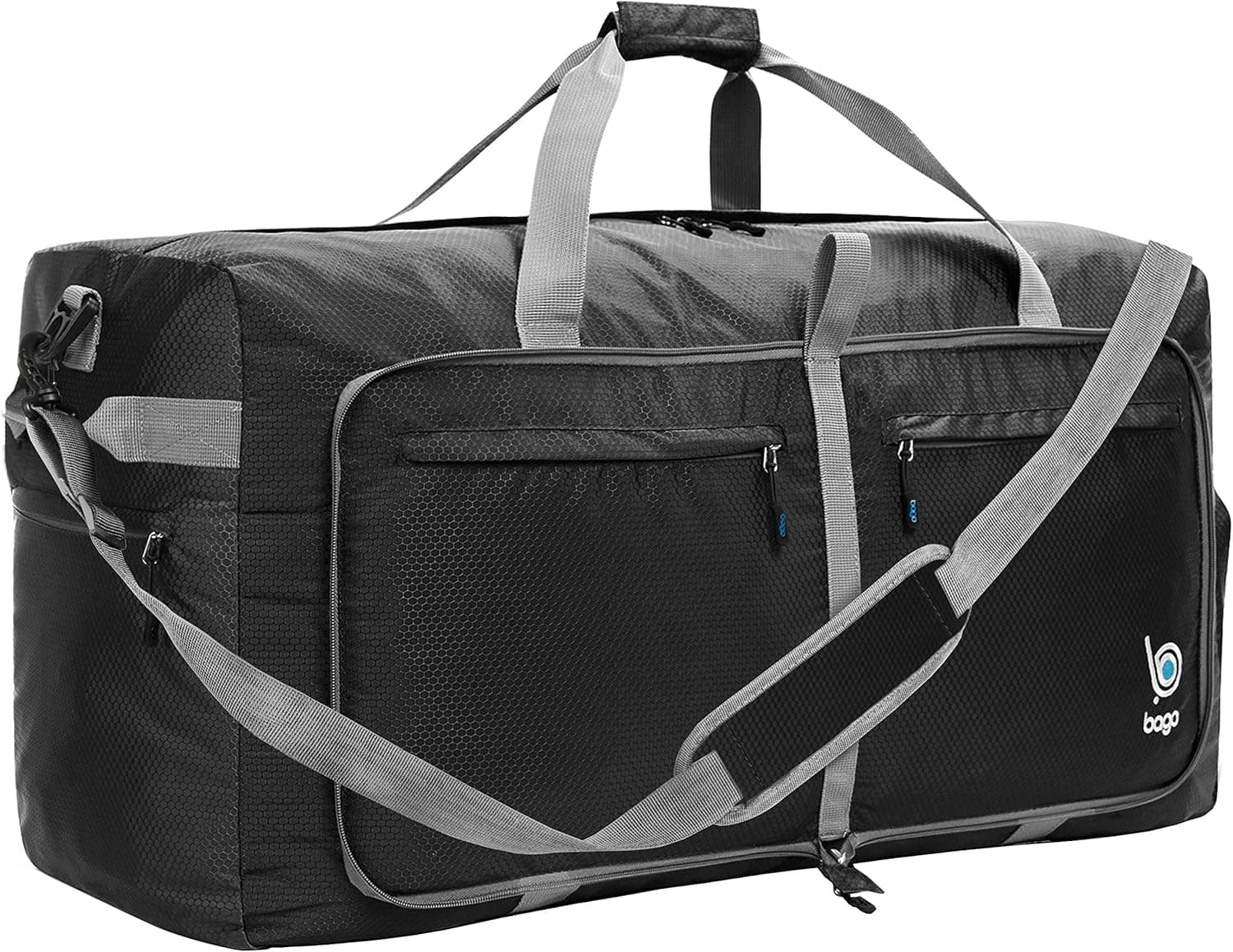 Bago Travel Duffel Bags for Traveling Women & Men- Foldable Weekender Bag - 100L 29” X-Large Duffle Bag For Travel & Camping Bag - Packable Lightweight Overnight Luggage bag (Pure Black)