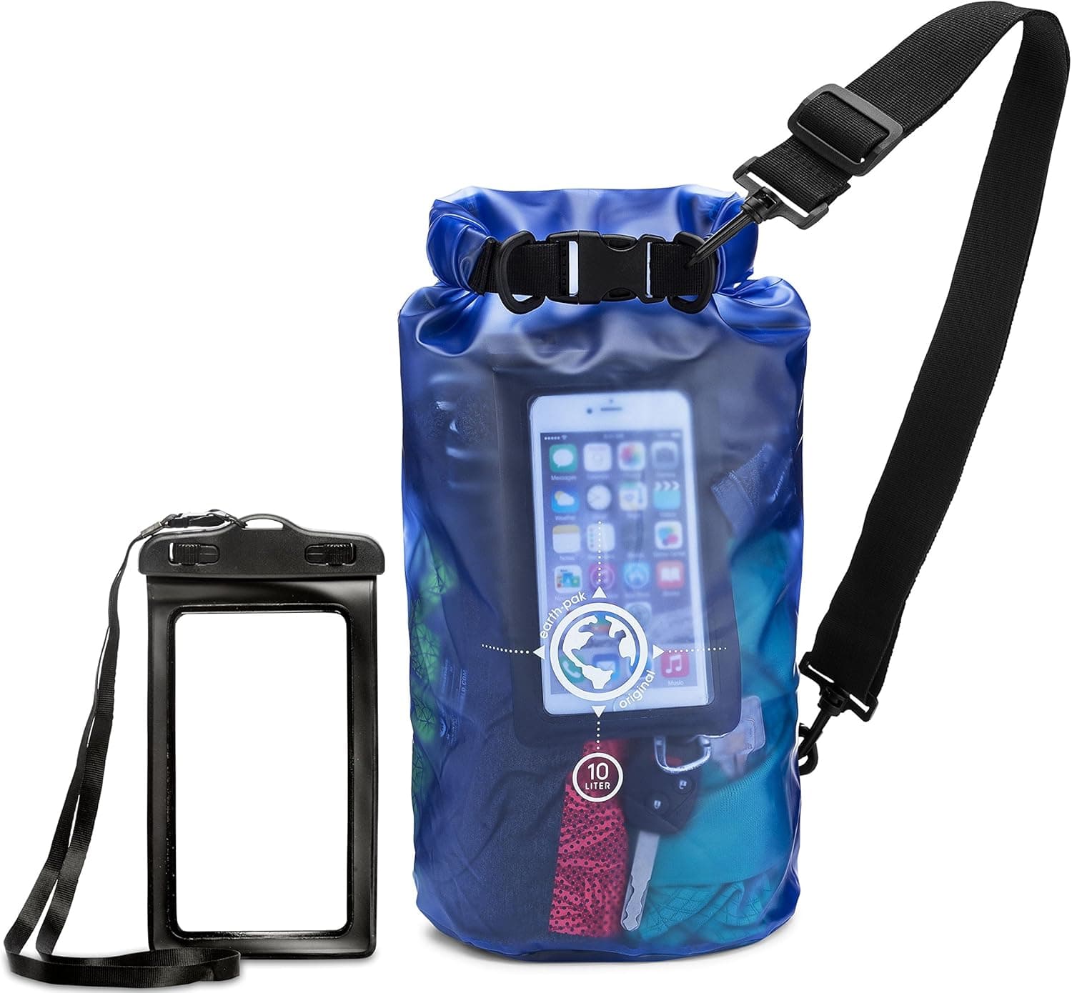 Earth Pak Waterproof Bag- 10L / 20L Sizes - Transparent Dry Bag So You Can See Your Gear - Keep Your Stuff Safe and Secure While at The Beach, Swimming, Fishing, Boating, Kayaking