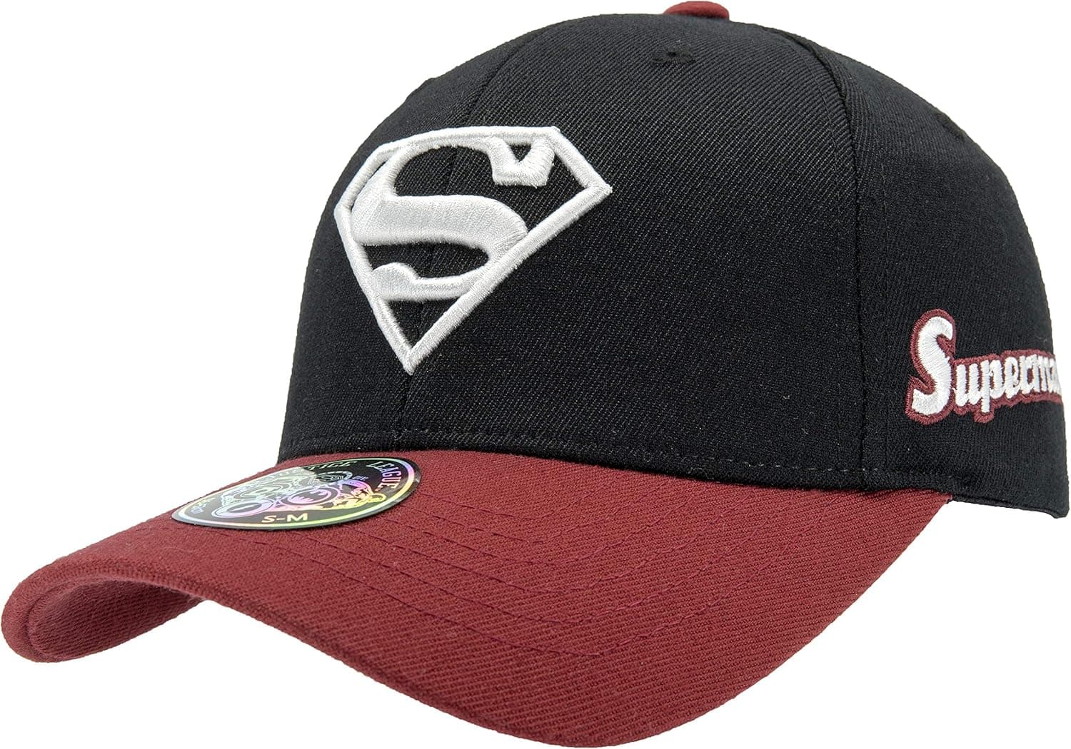 Superman Logo Flexfit Stretch-Fit Fitted Baseball Cap Hat, Officially Licensed by DC Comics