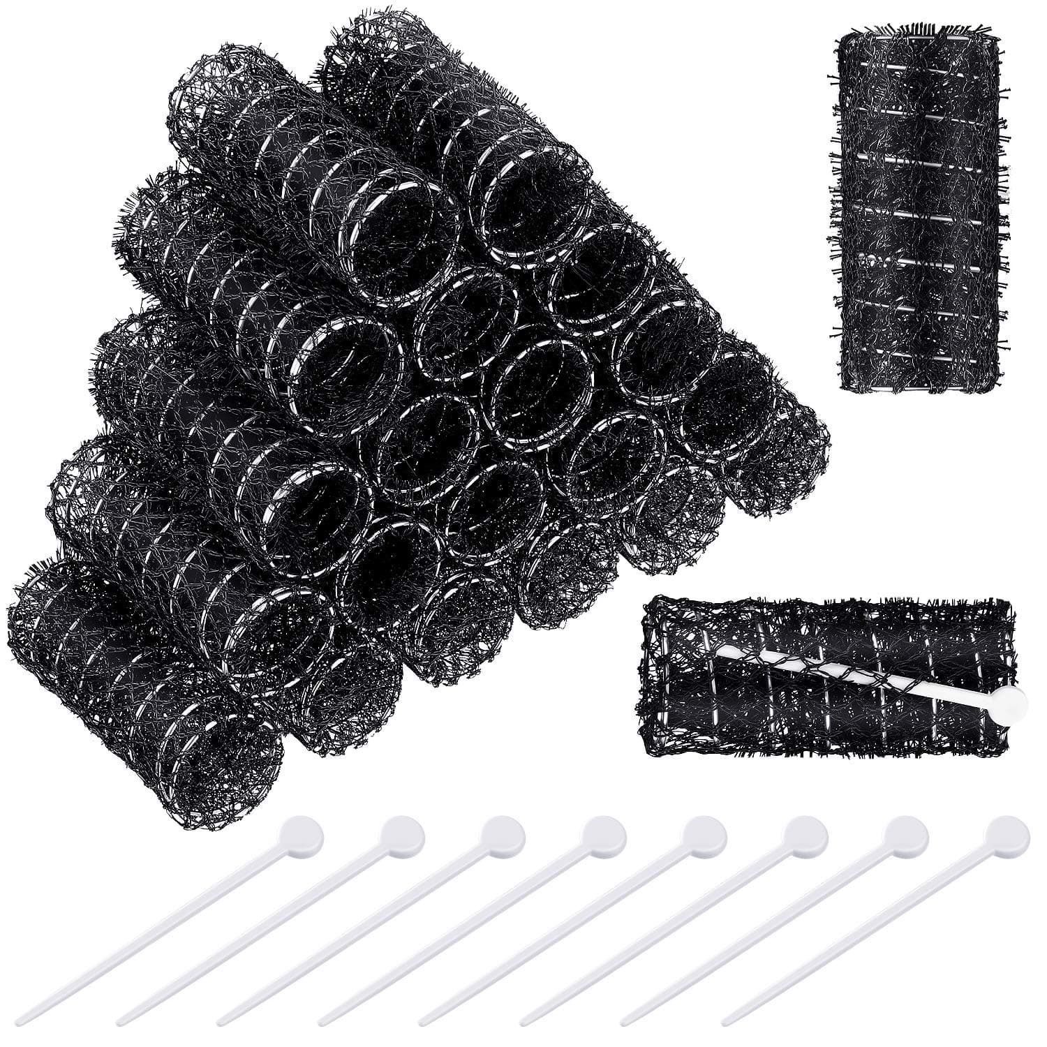 20 Pieces Hair Styling Brush Roller Hair Curler Roller Hair Mesh Roller and 20 Pieces Plastic Roller Picks for Women Girls Hair Styling (2.5 x 1.1 Inch)