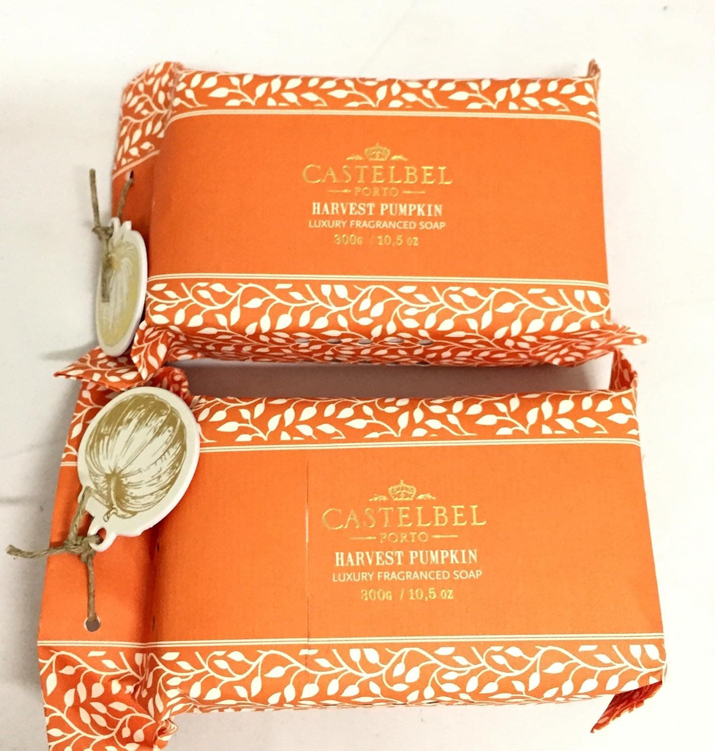 Two Bar Set, Castelbel Harvest Pumpkin 300 Gram Large Luxury Soap Bar -