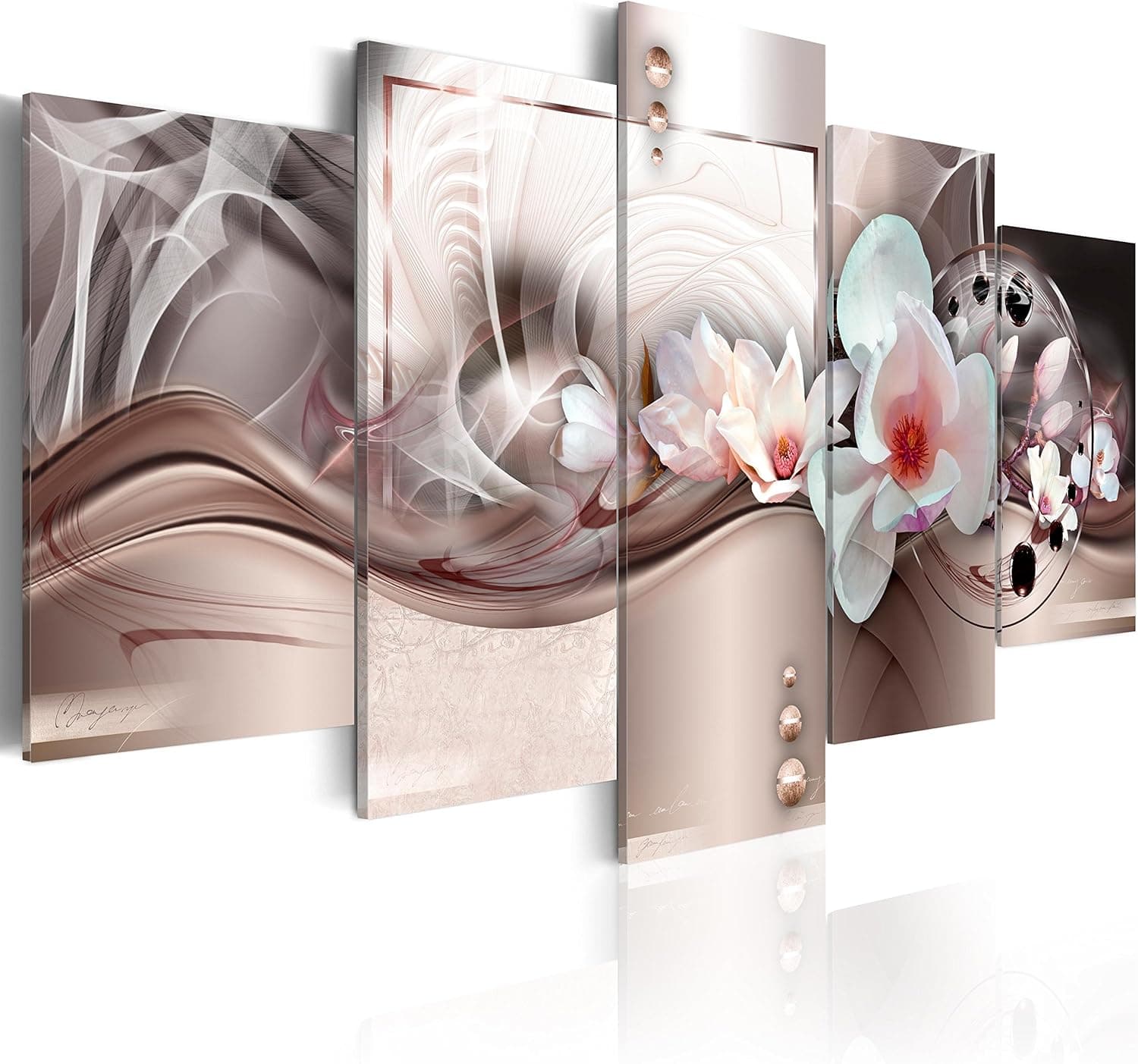 artgeist Canvas Prints Wall Art Flowers Orchid 40x20 in - 5pcs Home Decor Framed Stretched Picture Photo Painting Artwork for Living Room Floral Nature Botanical b-C-0113-b-o