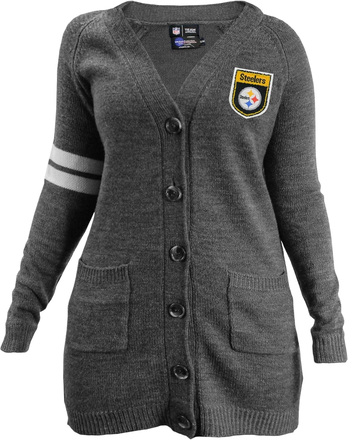 Littlearth Womens Varsity Cardigan - Button Up Cardigan, LG/XL Gray