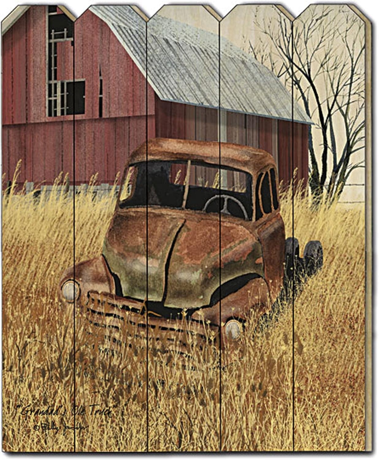 Trendy Decor4U Granddads Old Truck by Billy Jacobs Printed Wall Art, 16 Inch x 20 Inch, Earthtone