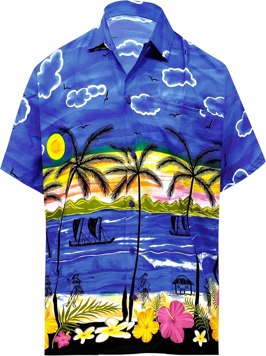 LA LEELA Men's Funky Beach Tropical Party Shirts Short Sleeve Button Down Hawaiian Shirt for Men