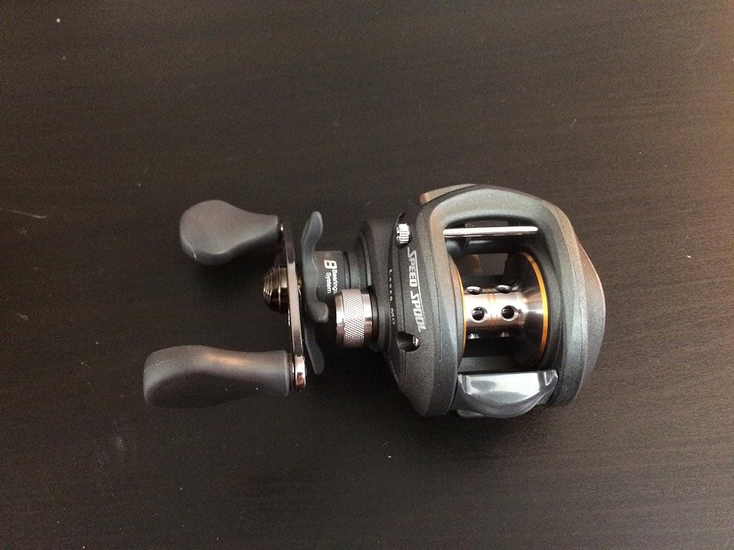 Lew's LS1HLMG Laser MG Speed Spool Baitcast Reel with Left Hand Retrieve, 120-Pound Per 12-Yard Line Capacity, Black Finish
