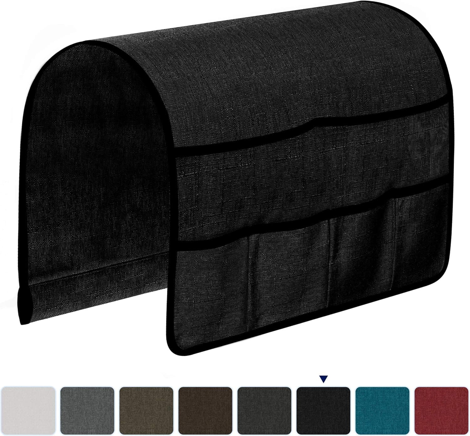subrtex Sofa Armrest Couch Arm Chair Caddy TV Remote Control Magazines Holder Storage Organizer with 6 Pockets for Phone iPad (Black)